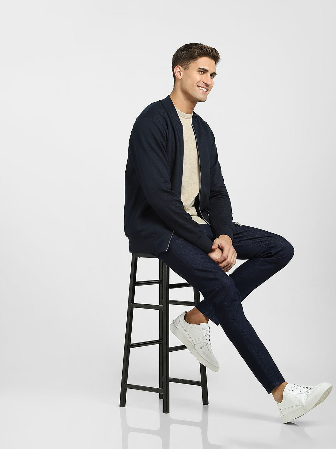 Dark Blue Mid Rise Slim Fit Jeans