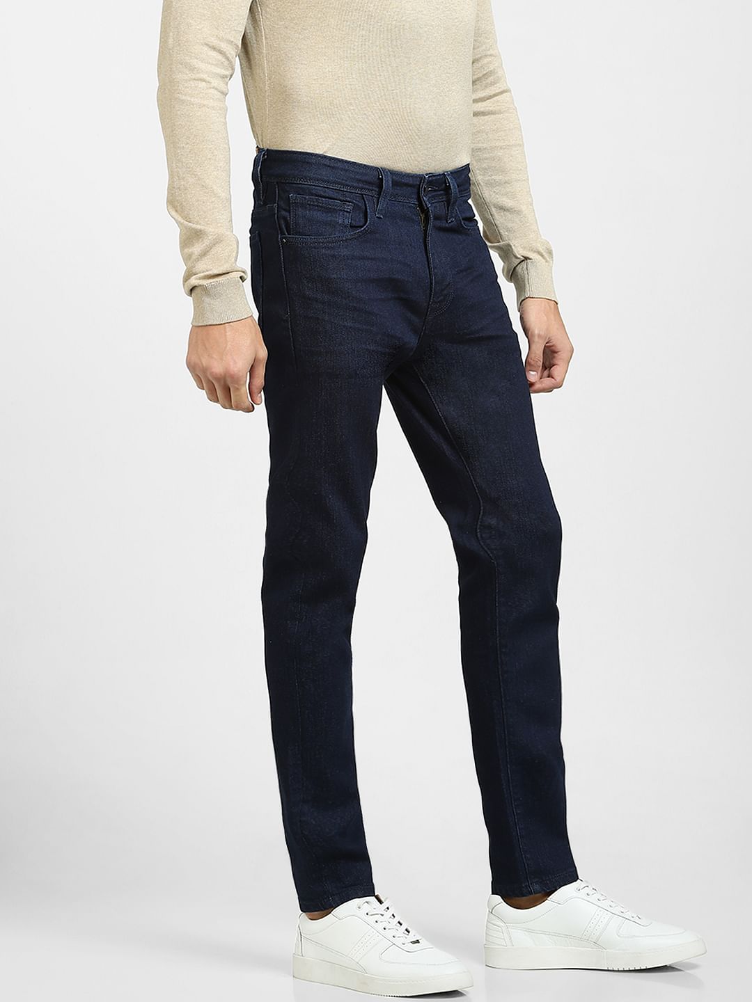 Dark Blue Mid Rise Slim Fit Jeans