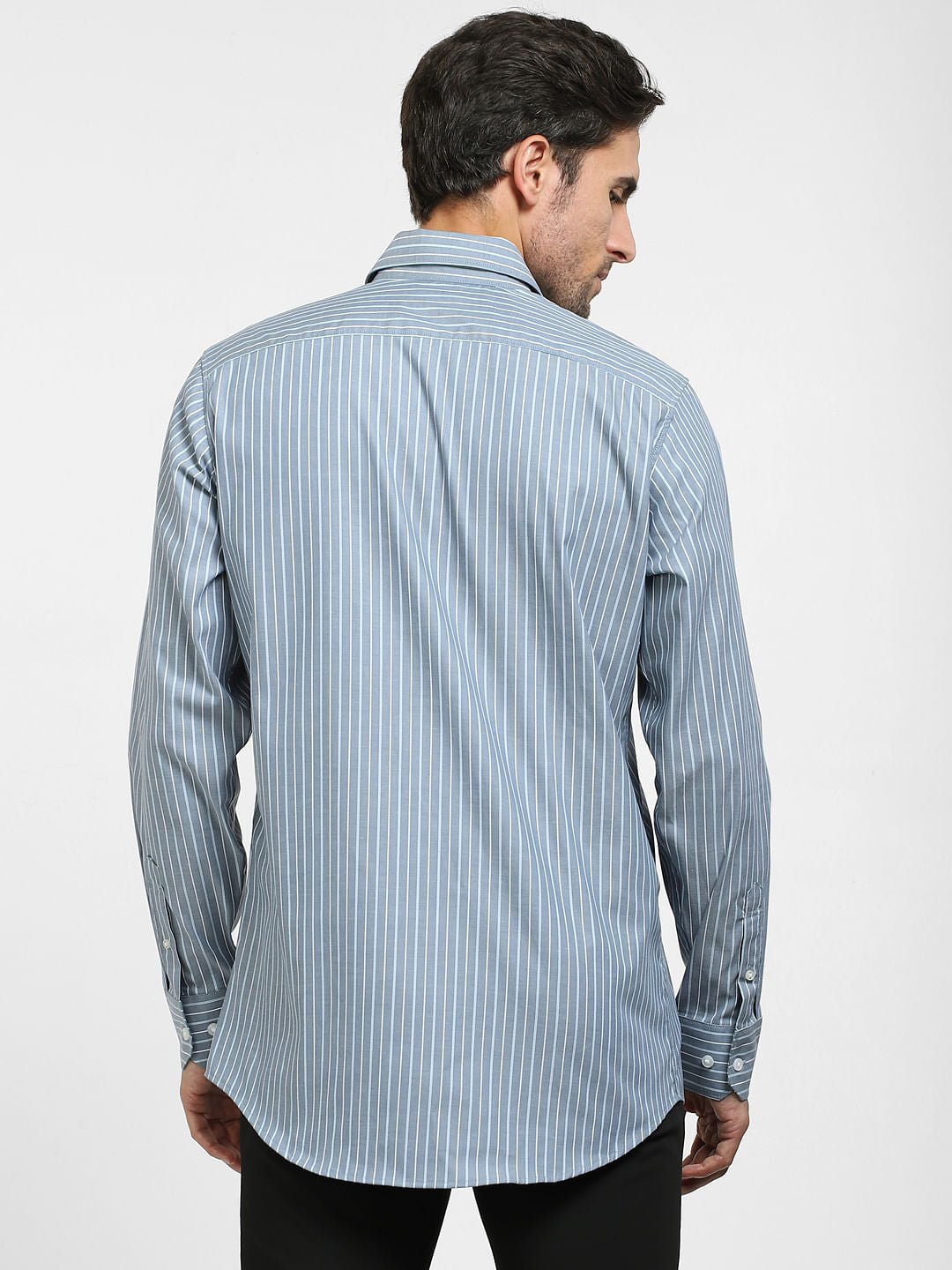 Blue Striped Full Sleeves Shirt