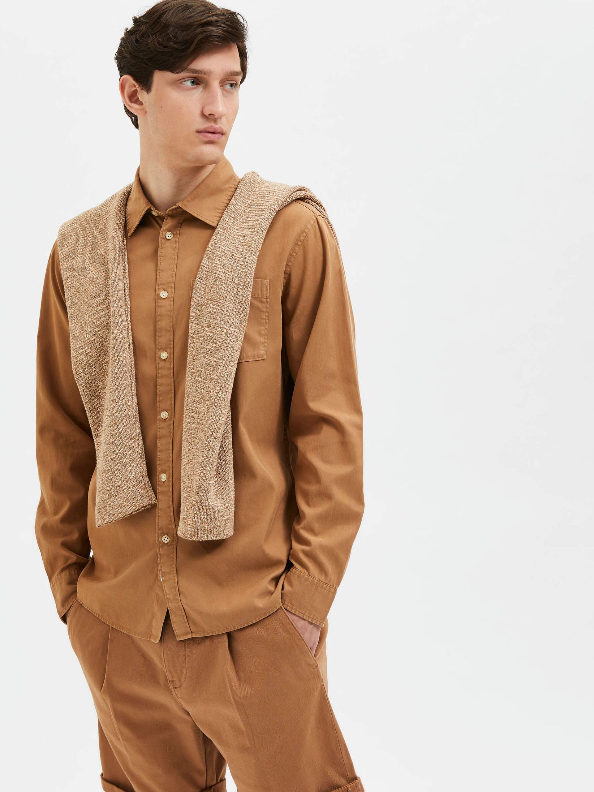 Brown Linen Full Sleeves Shirt