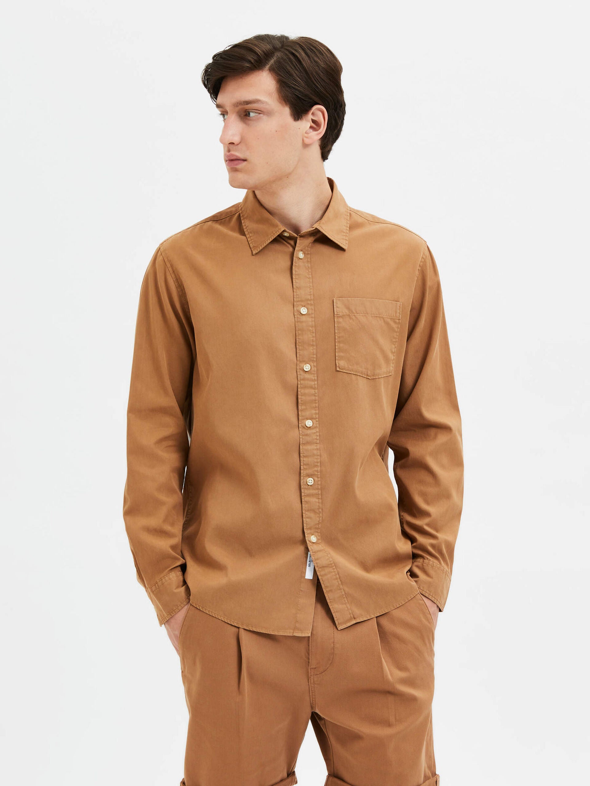 Brown Linen Full Sleeves Shirt