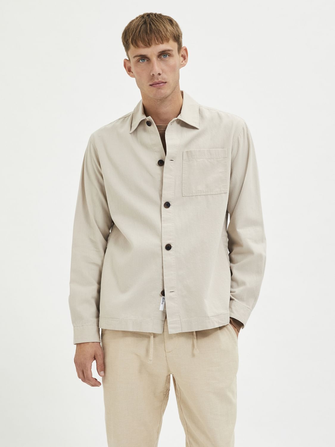 Beige Linen Overshirt