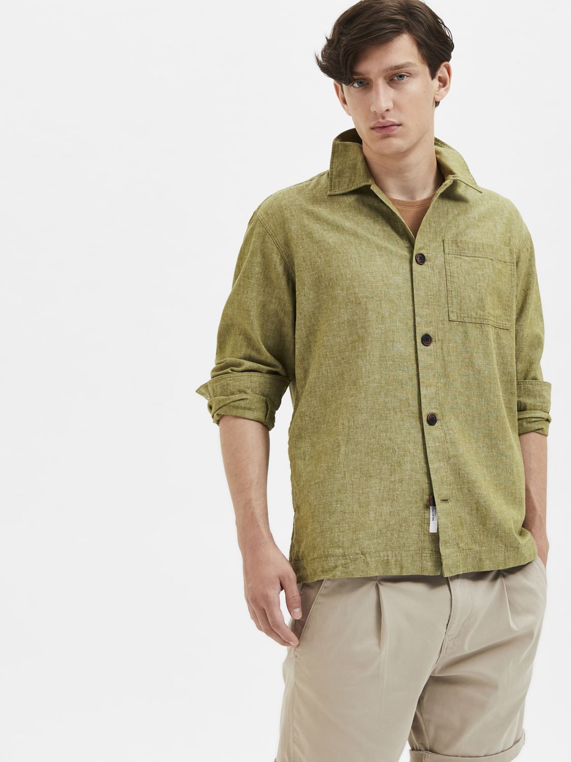 Green Linen Overshirt