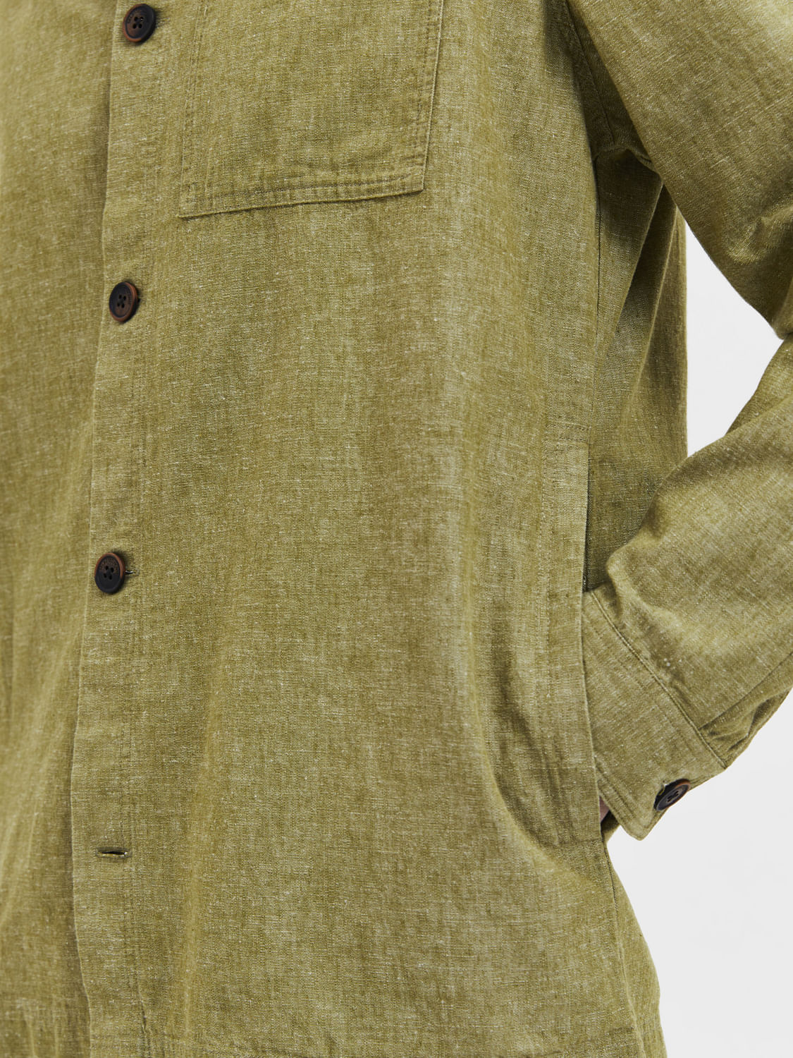 Green Linen Overshirt