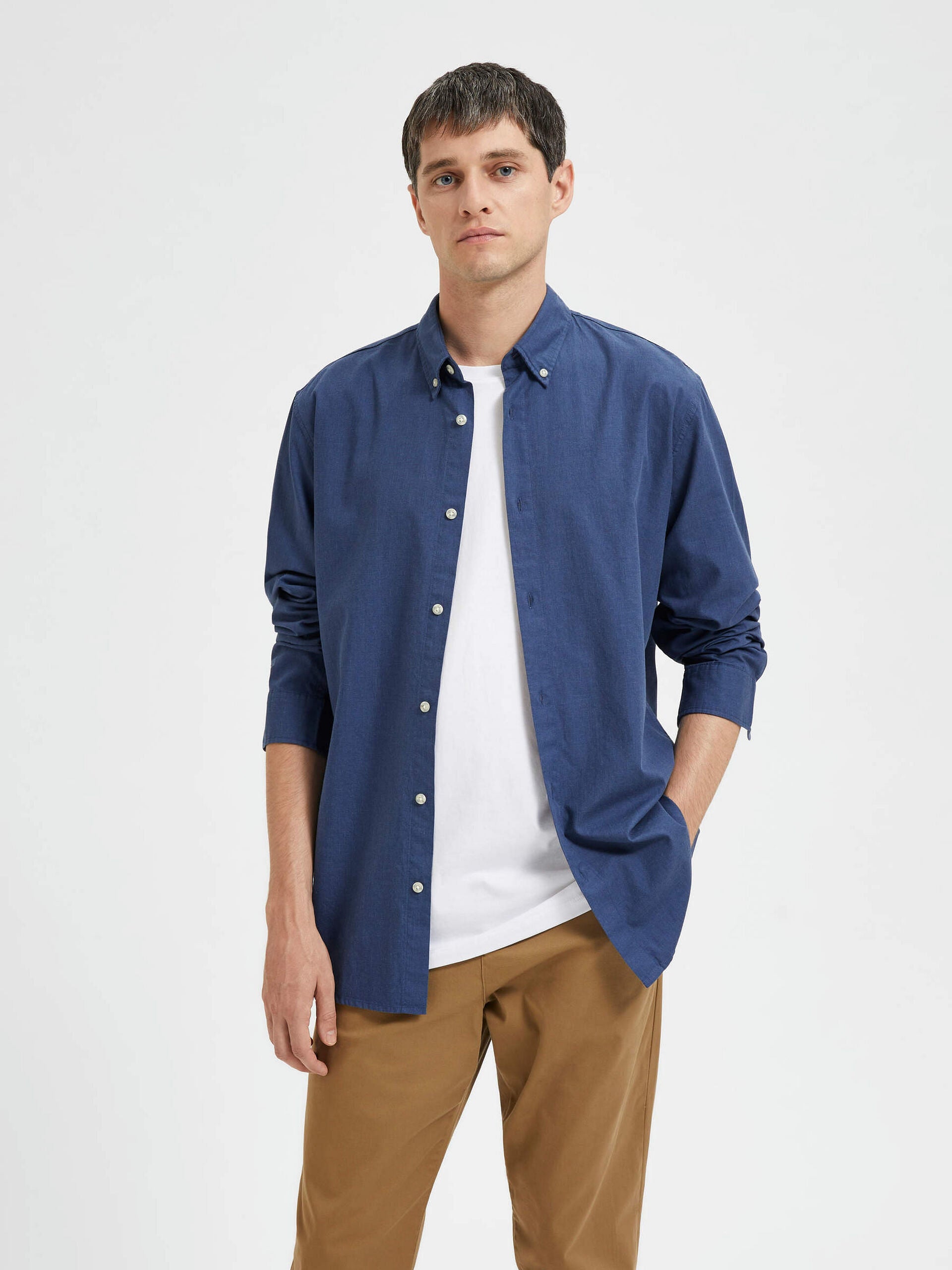 Blue Organic Cotton Full Sleeves Shirt