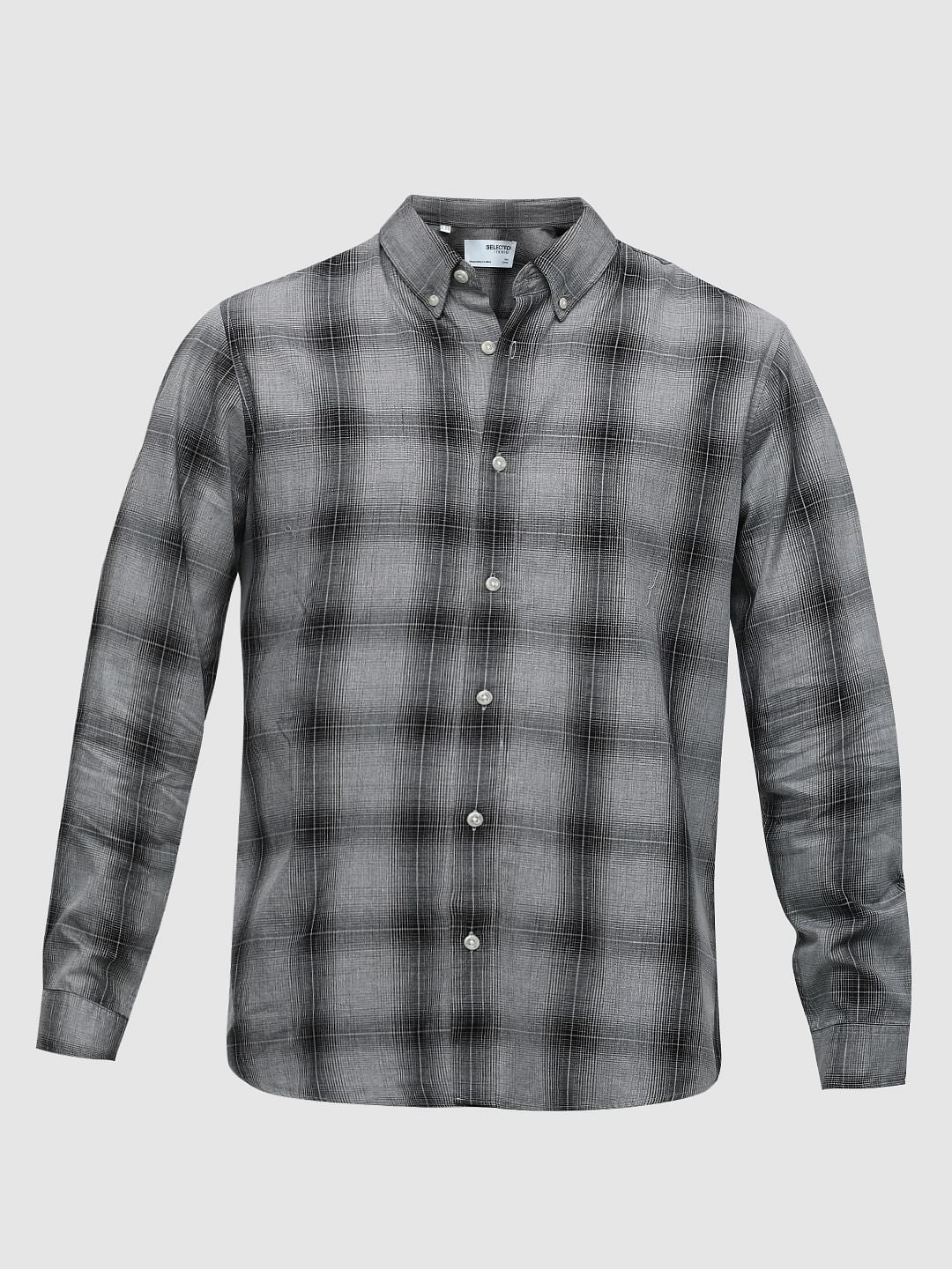 Grey Check Print Full Sleeves Shirt