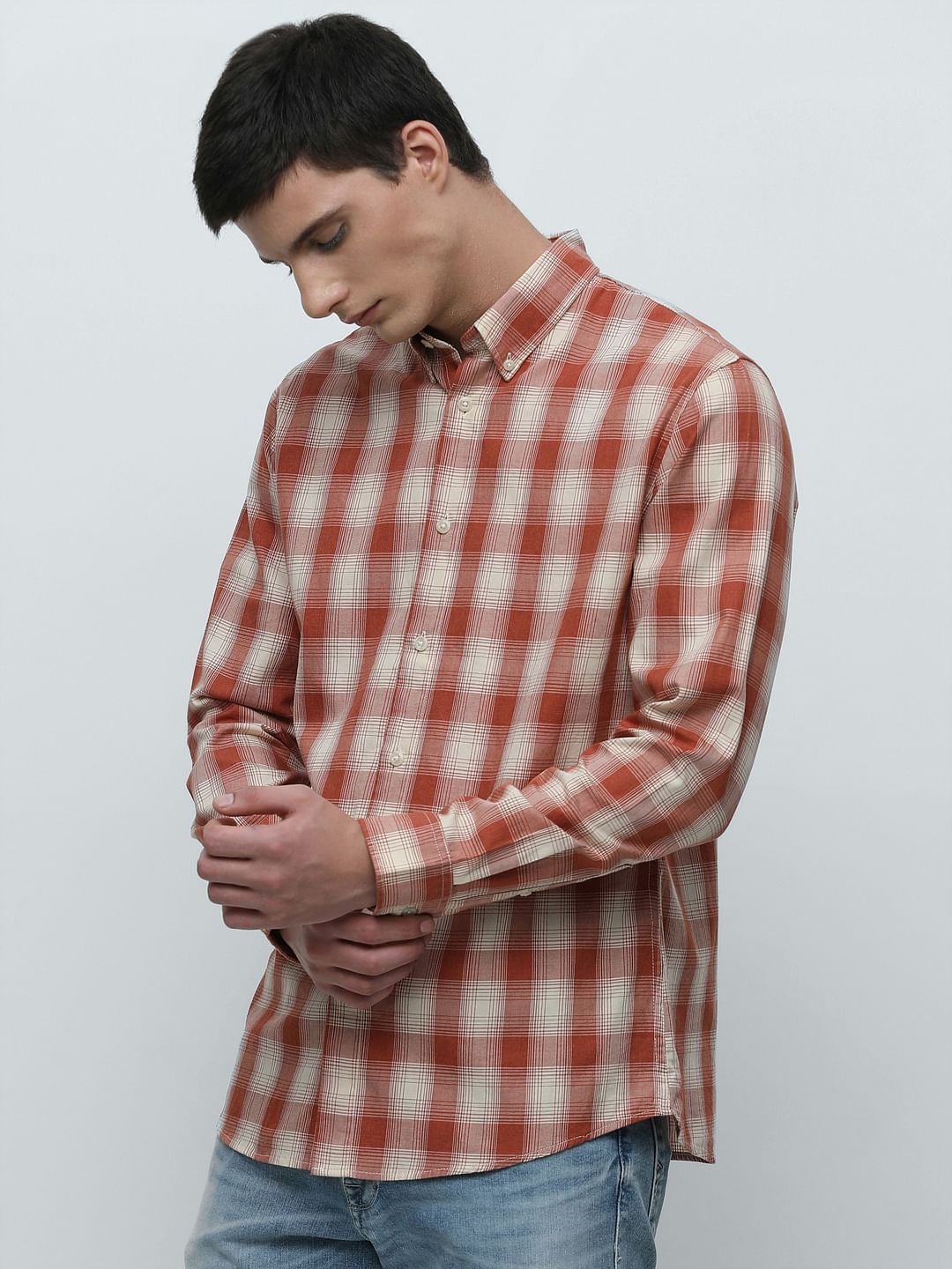 Red Check Button-Down Shirt