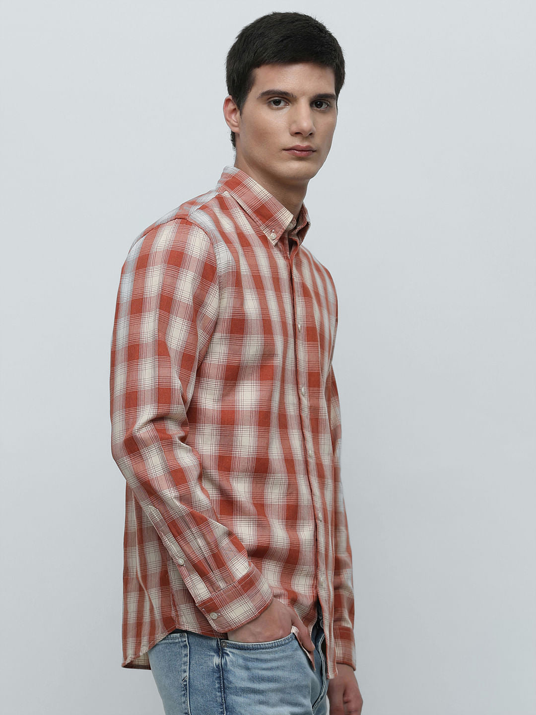 Red Check Button-Down Shirt