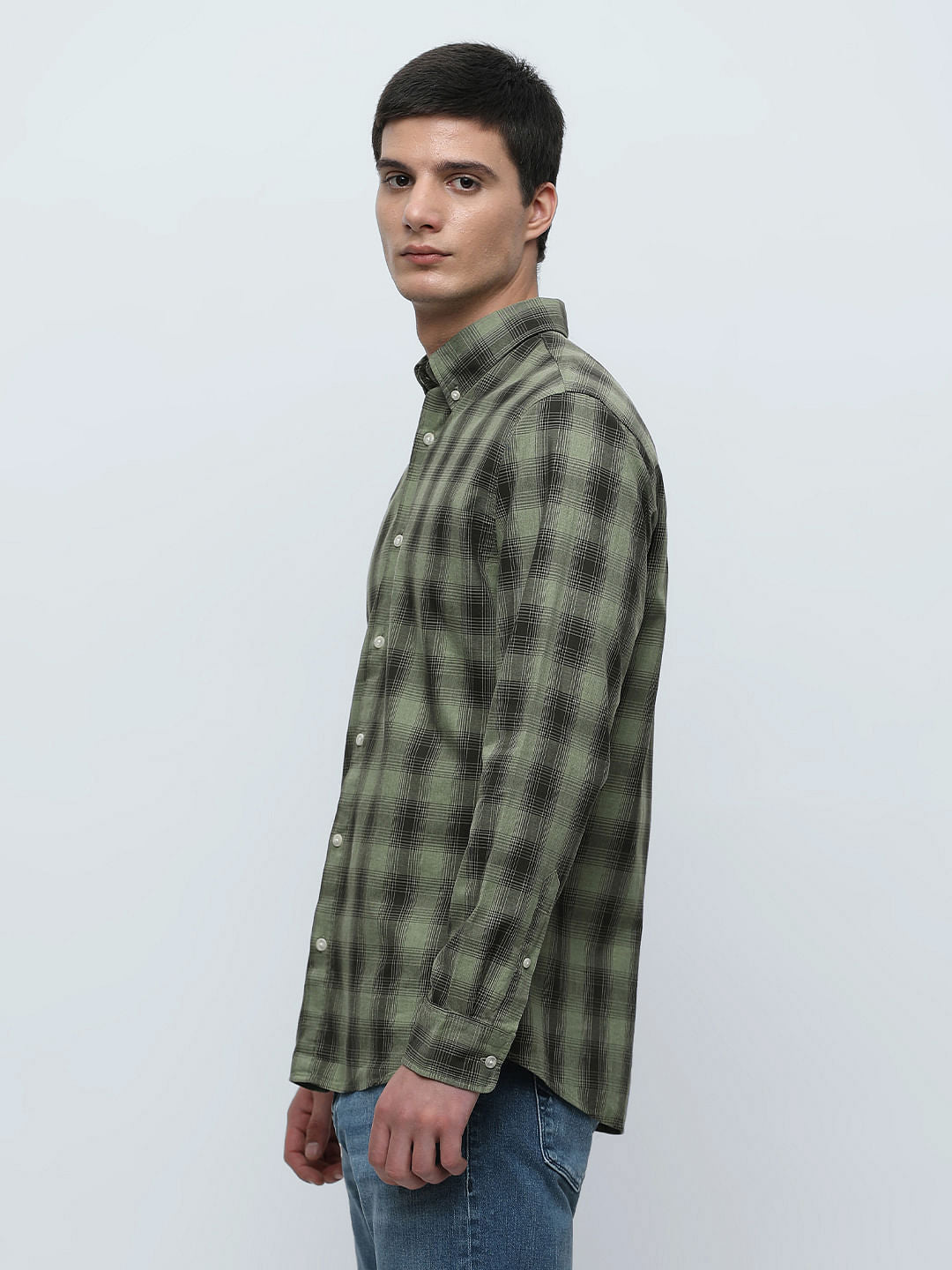 Green Check Print Full Sleeves Shirt