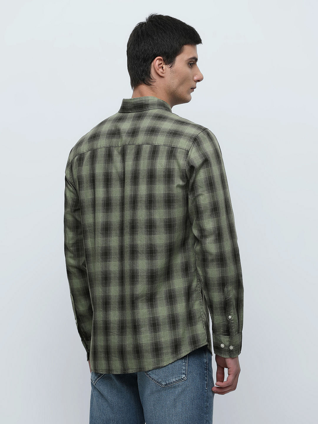 Green Check Print Full Sleeves Shirt