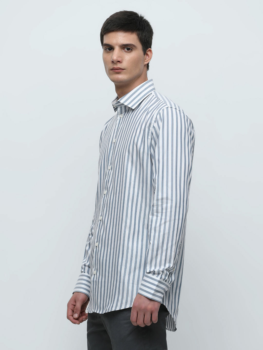 White Striped Formal Full Sleeves Shirt