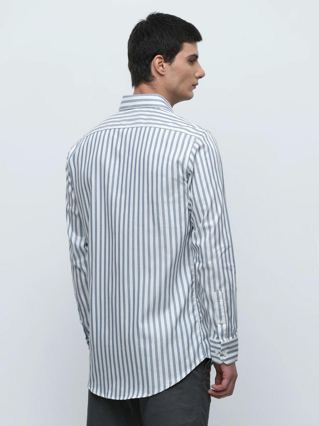 White Striped Formal Full Sleeves Shirt