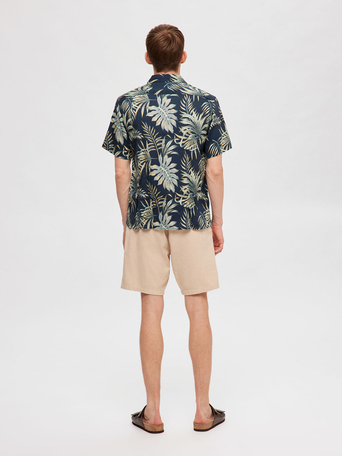 Blue Tropical Print Cuban Collar Shirt