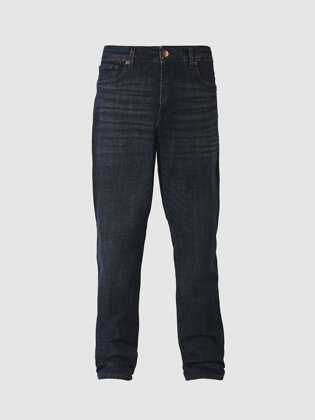Dark Blue Mid Rise Leon Slim Fit Jeans