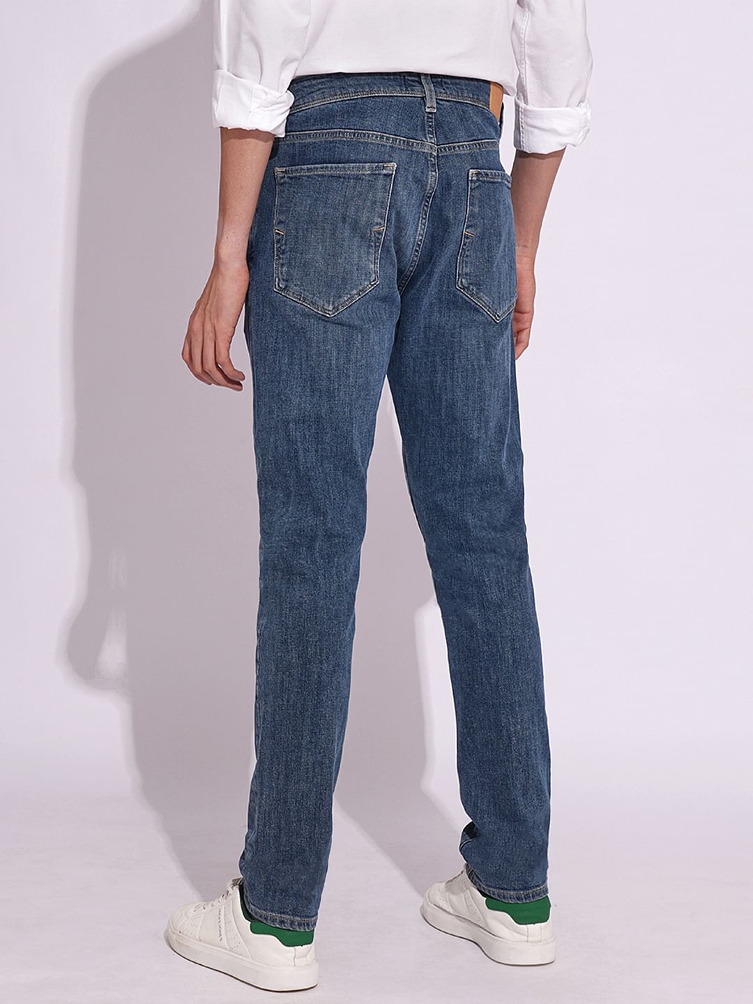 Blue Mid Rise Leon Slim Fit Jeans