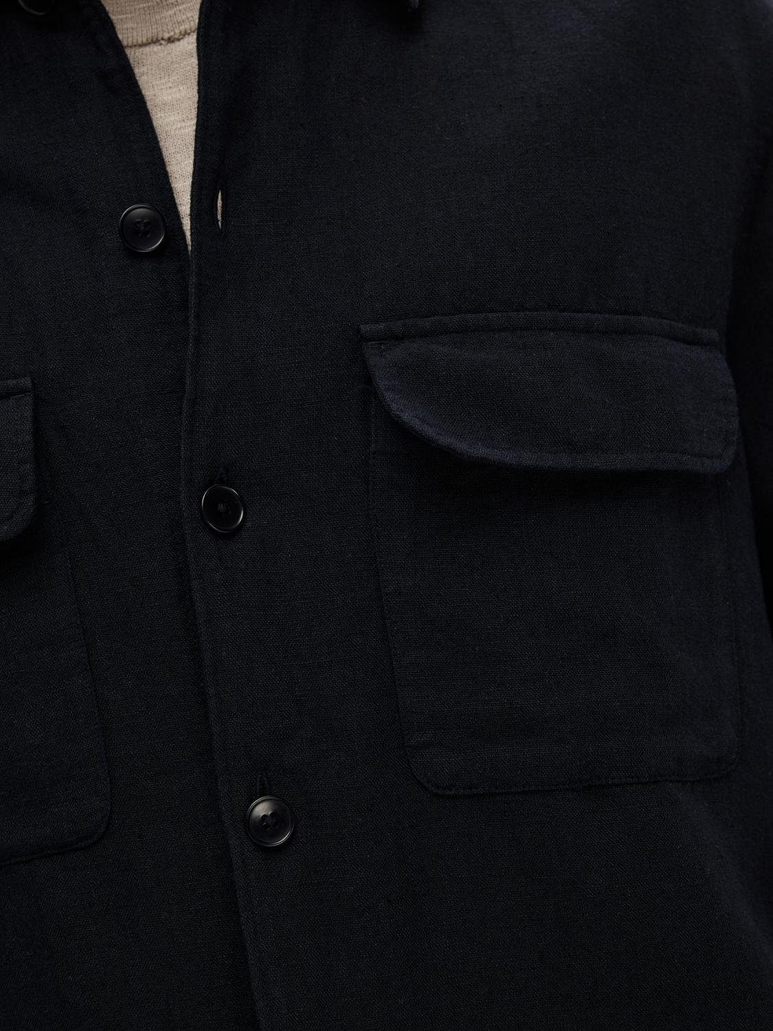 Dark Blue Linen Overshirt