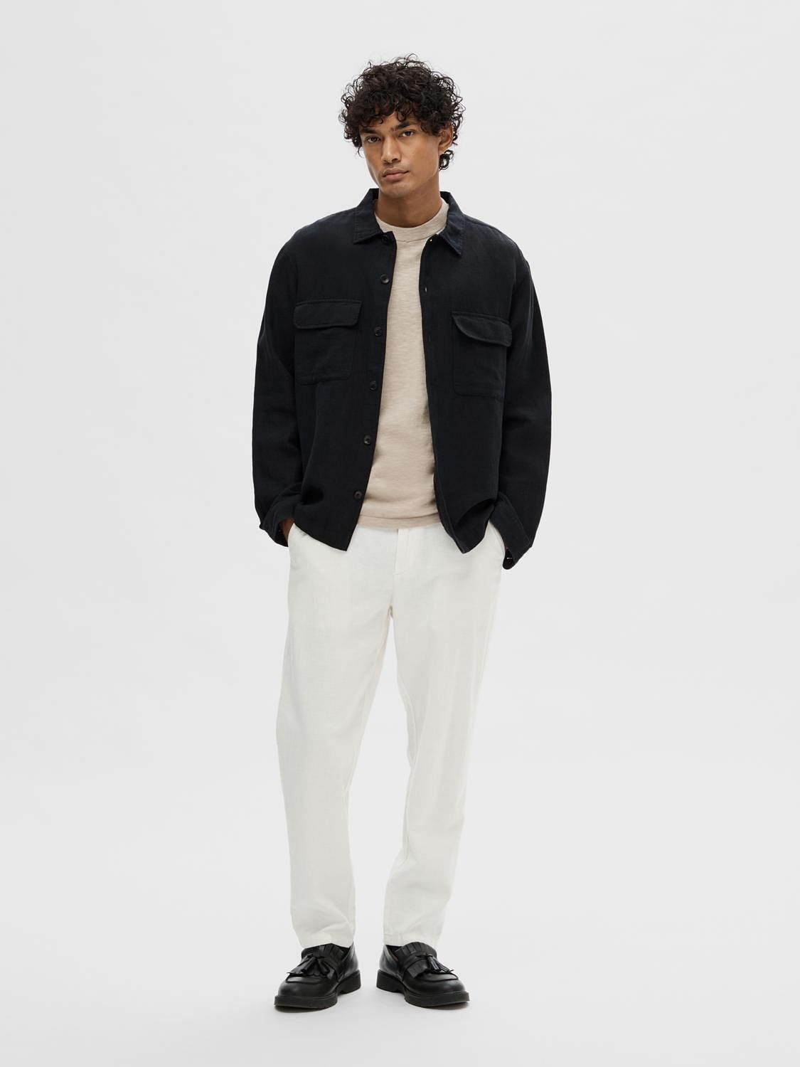 Dark Blue Linen Overshirt