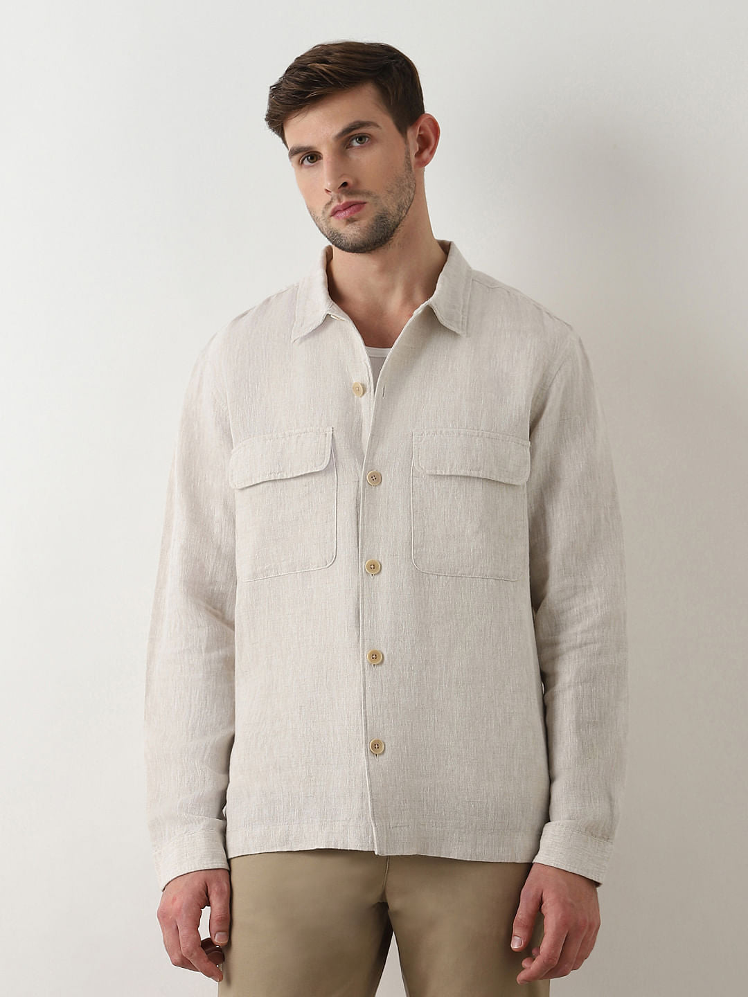 Light Beige Linen Overshirt