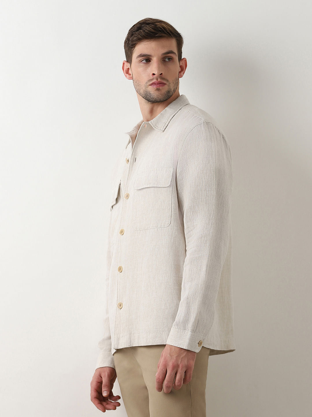 Light Beige Linen Overshirt