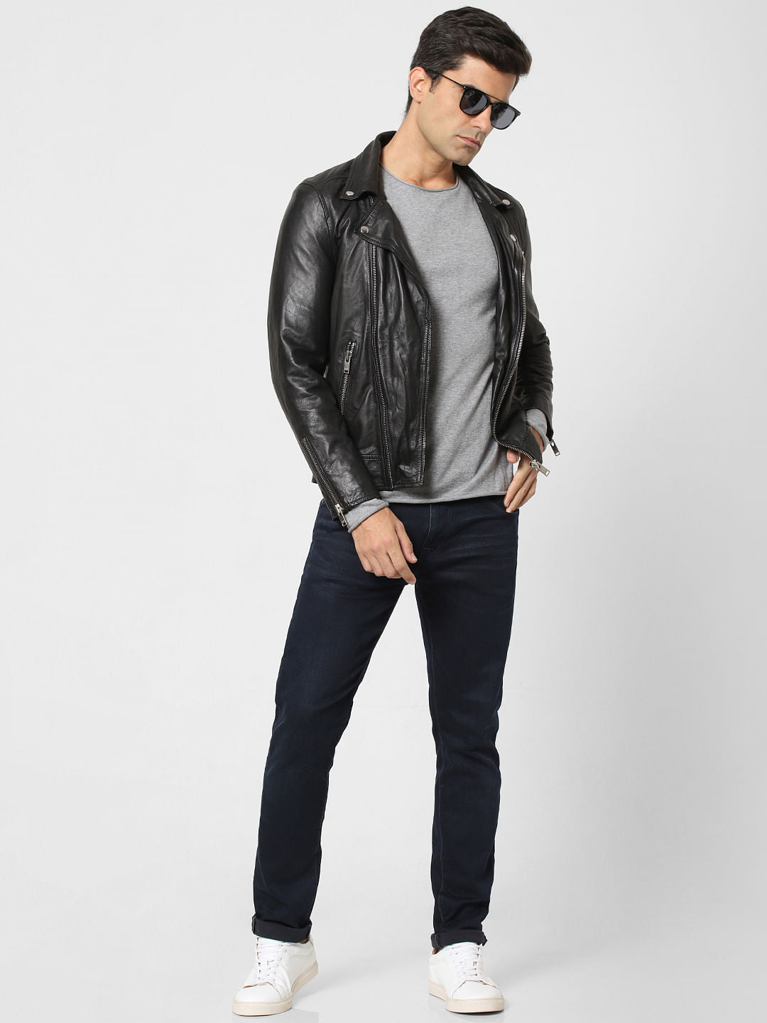 Grey Crew Neck Full Sleeves T-Shirt