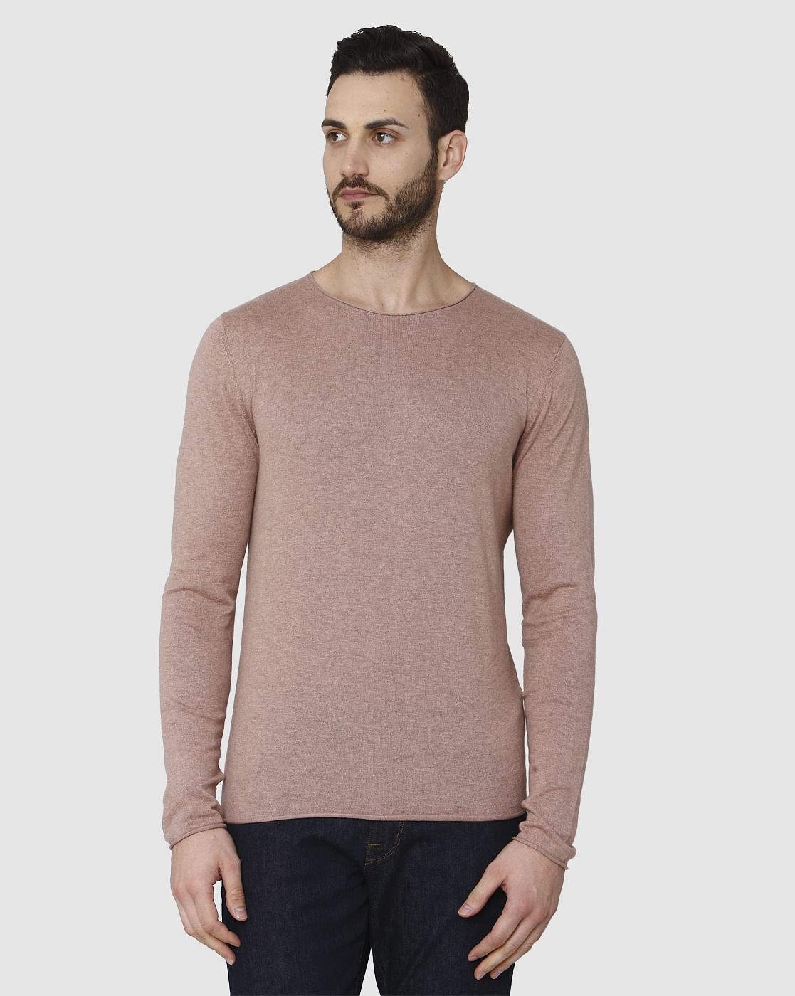 Brown Crew Neck Pullover