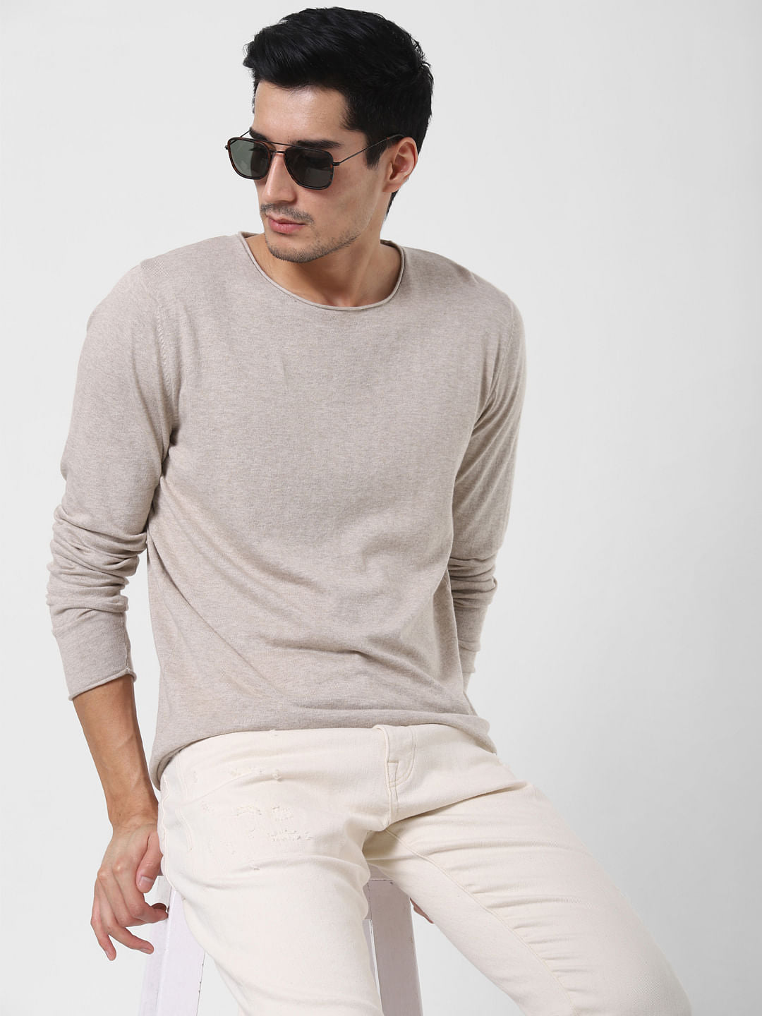 Light Brown Crew Neck T-Shirt