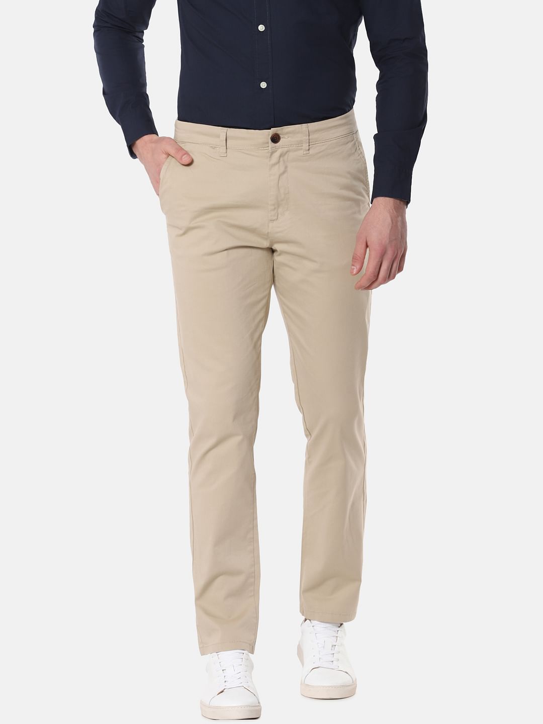 Beige Mid Rise Slim Fit Chinos