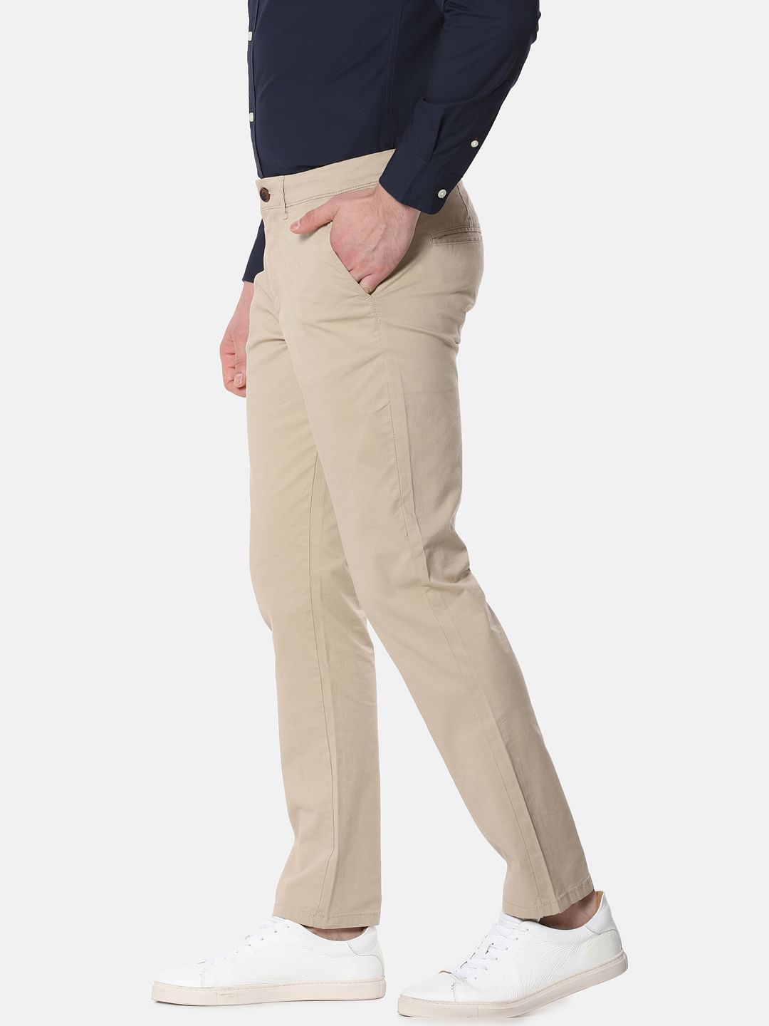 Beige Mid Rise Slim Fit Chinos