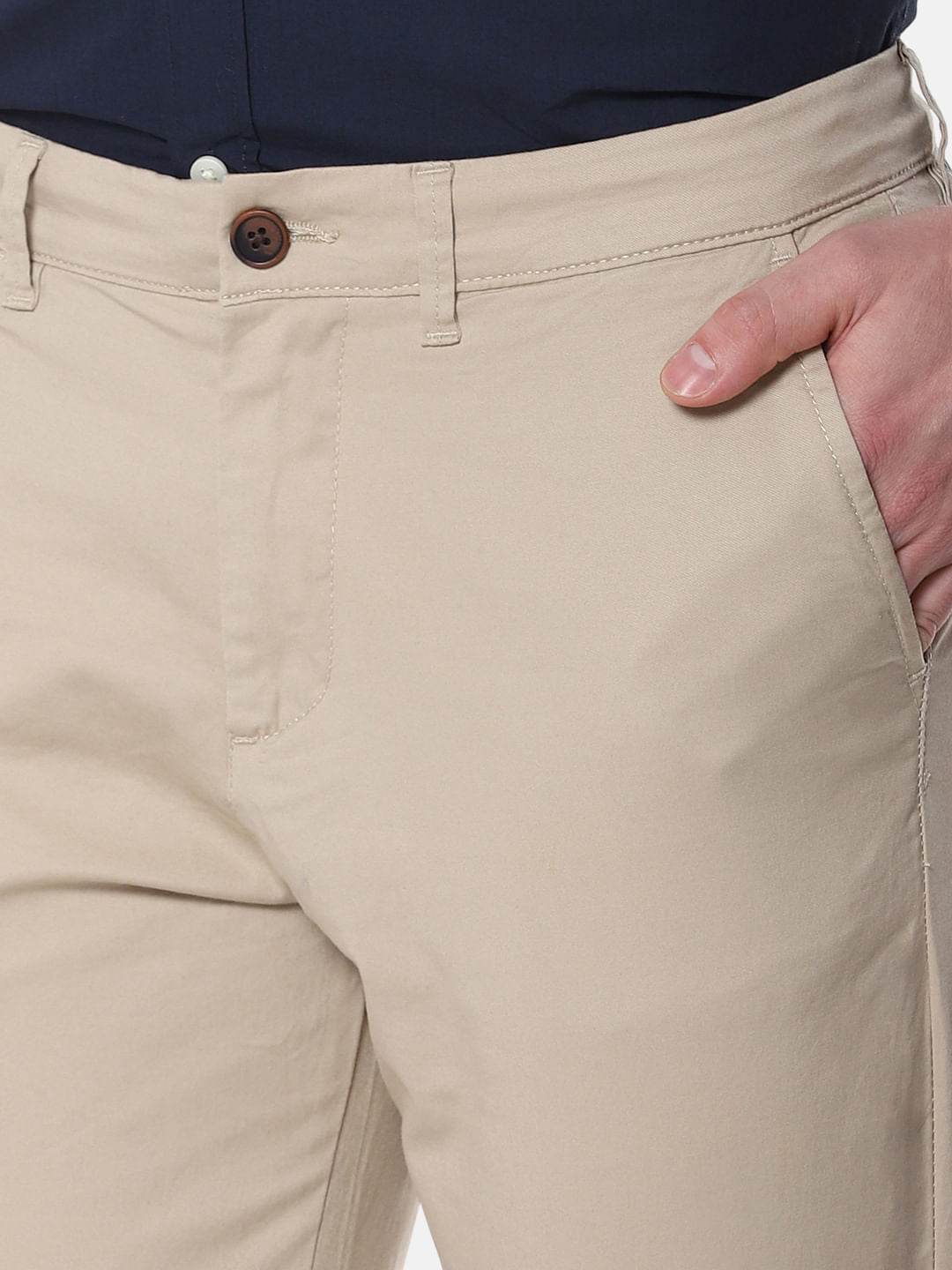 Beige Mid Rise Slim Fit Chinos