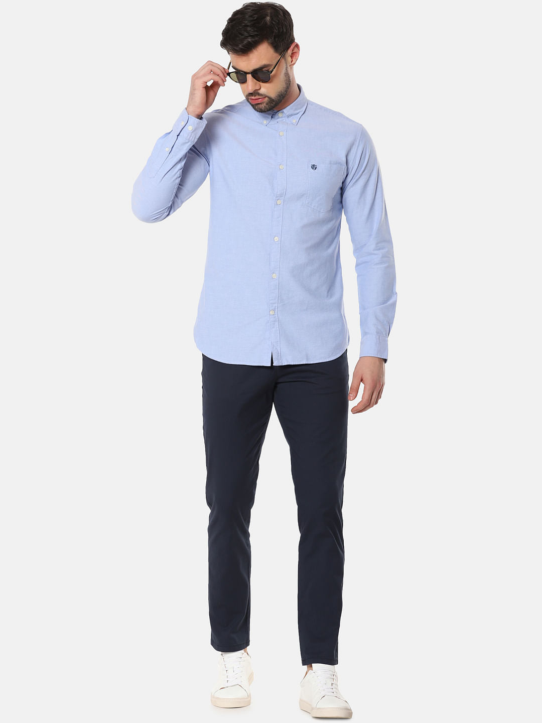 Navy Blue Mid Rise Slim Fit Chinos