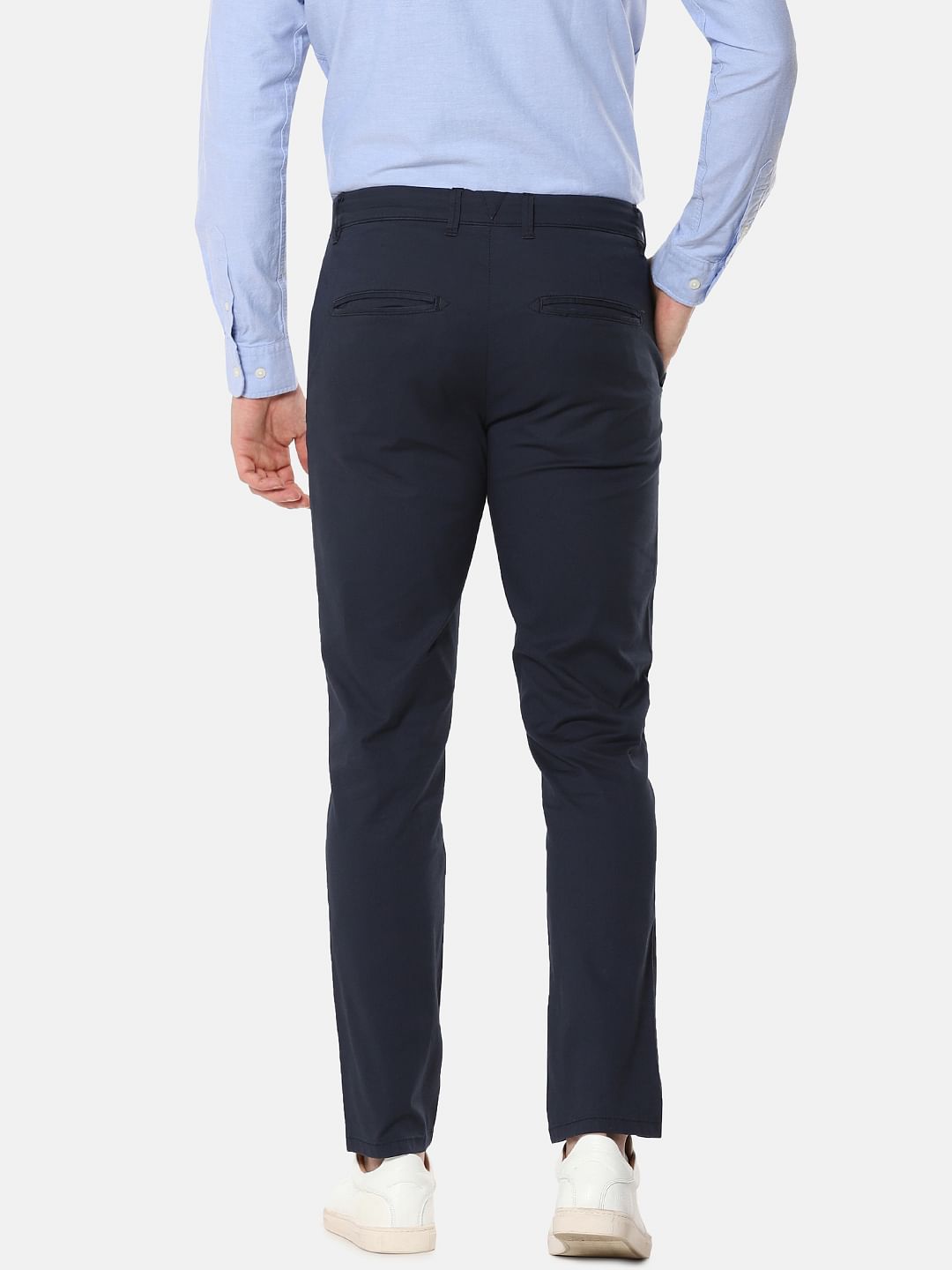 Navy Blue Mid Rise Slim Fit Chinos