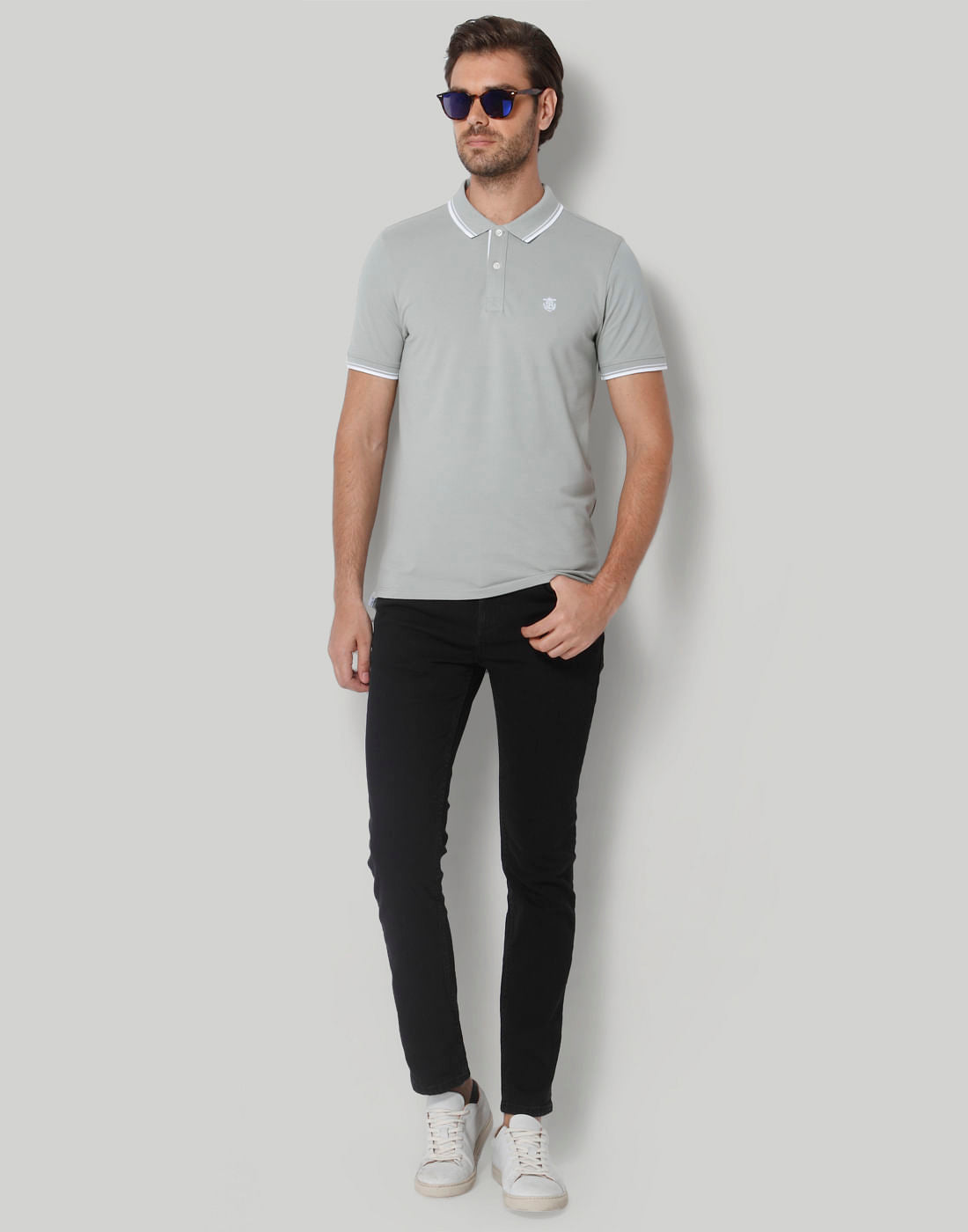 Grey Polo Neck T-Shirt