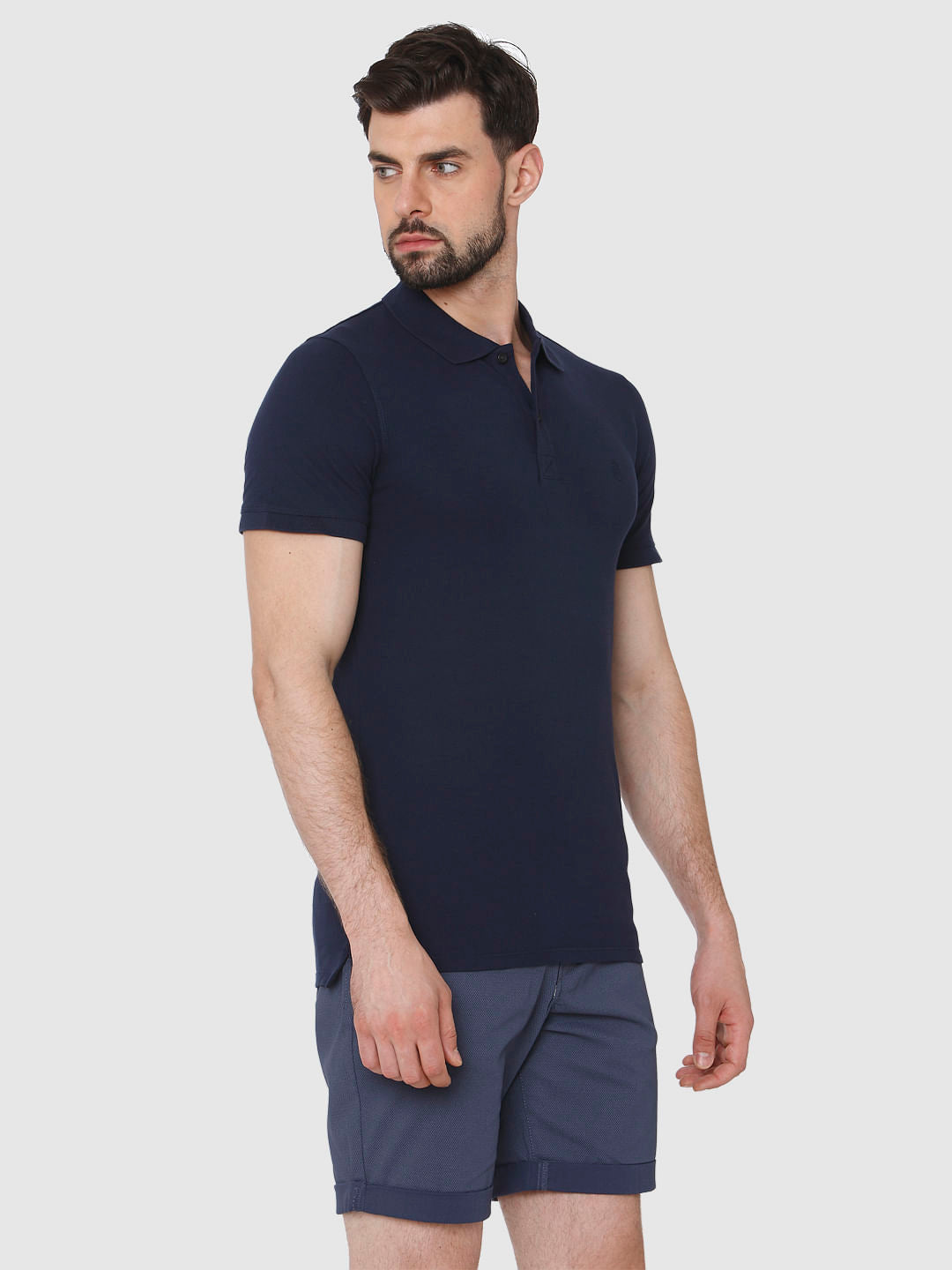 Navy Blue Polo Neck T-Shirt