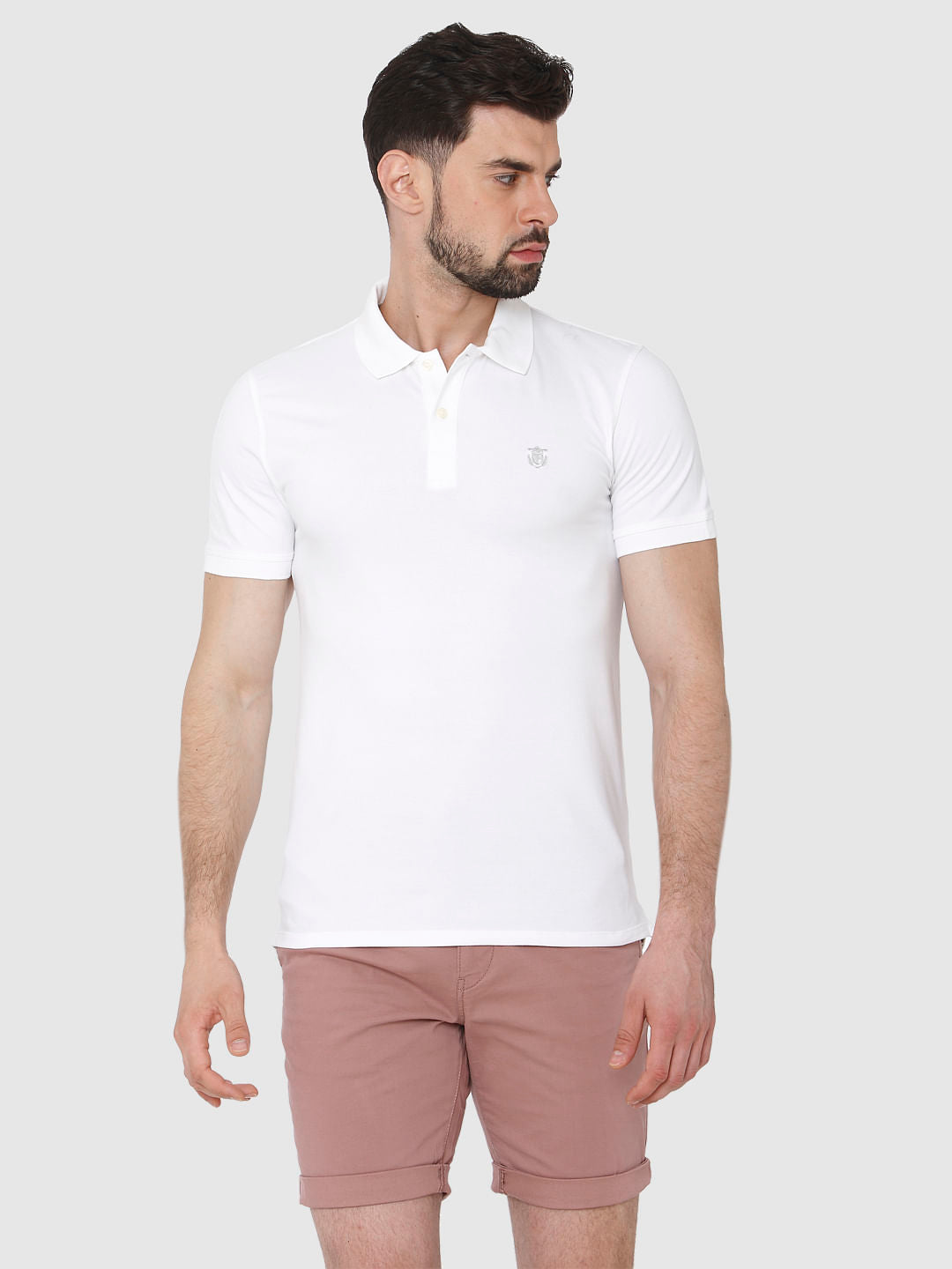 White Polo Neck T-Shirt