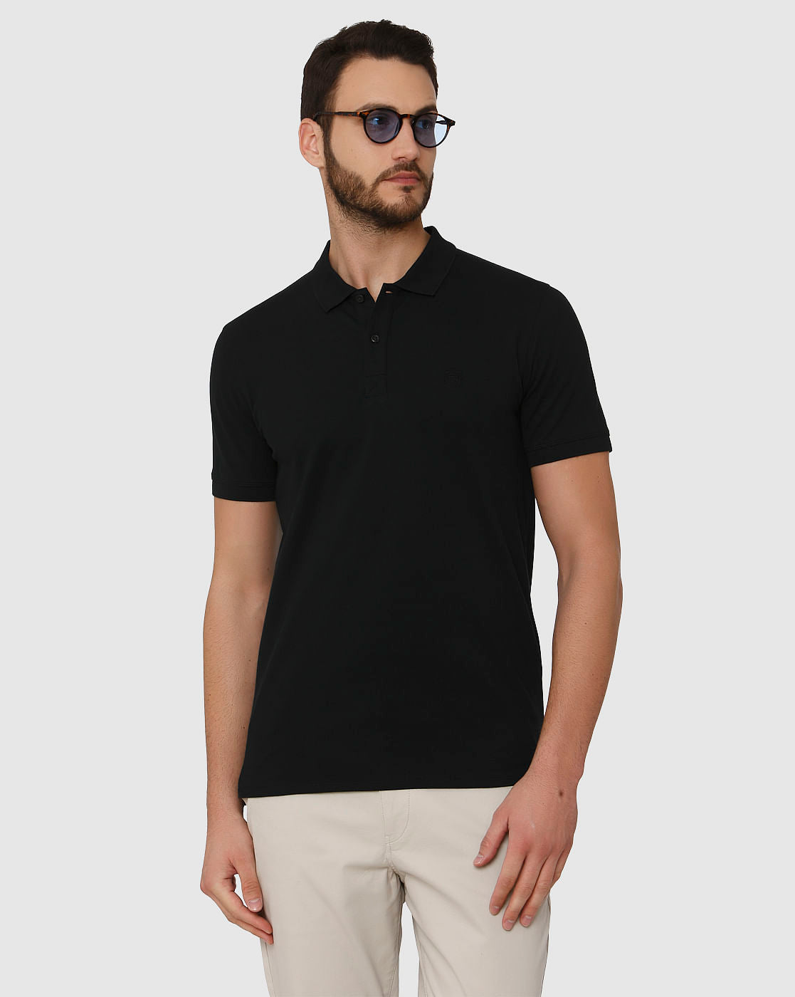 Black Slim Fit Polo Neck T-Shirt