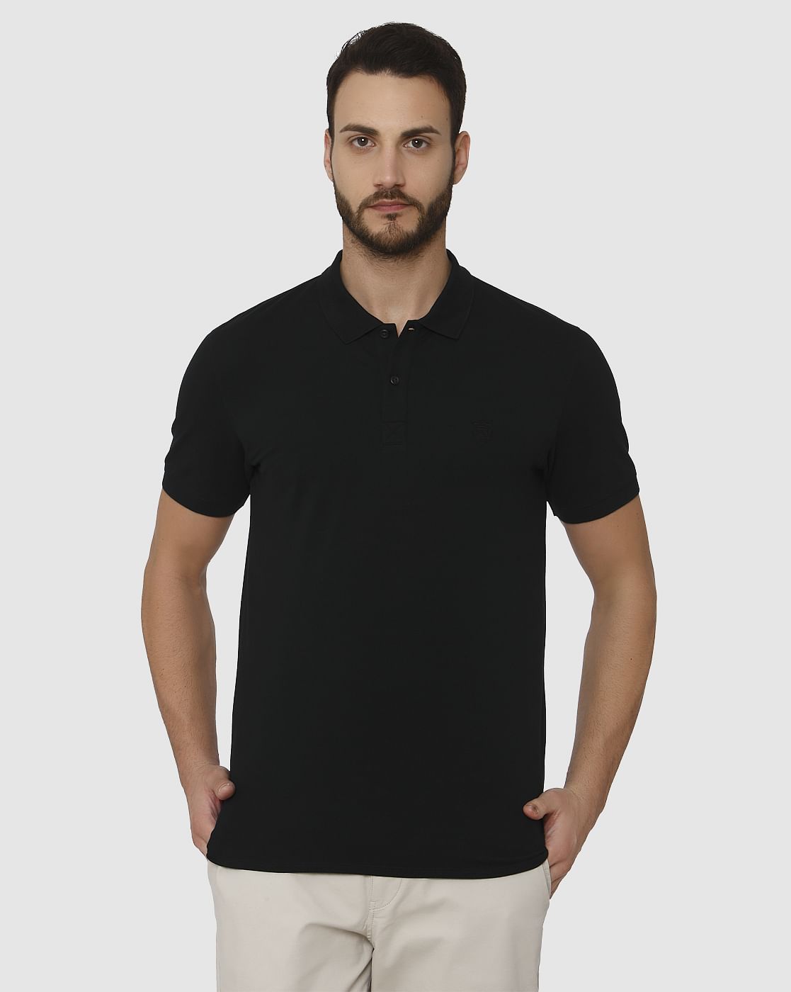 Black Slim Fit Polo Neck T-Shirt