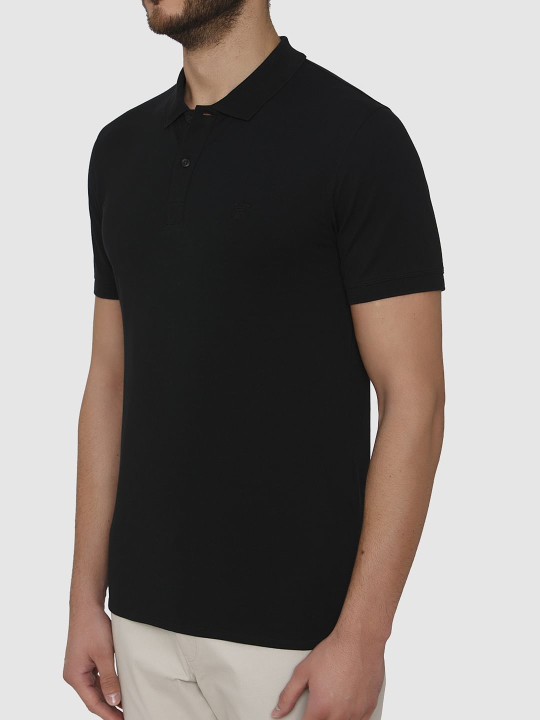 Black Slim Fit Polo Neck T-Shirt