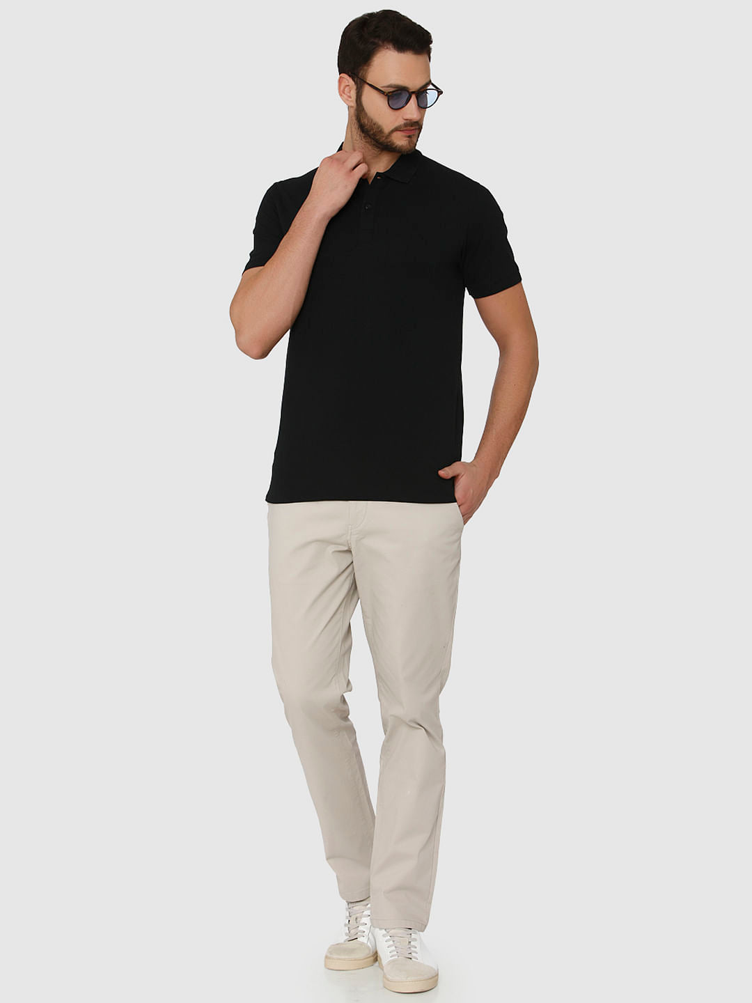 Black Slim Fit Polo Neck T-Shirt