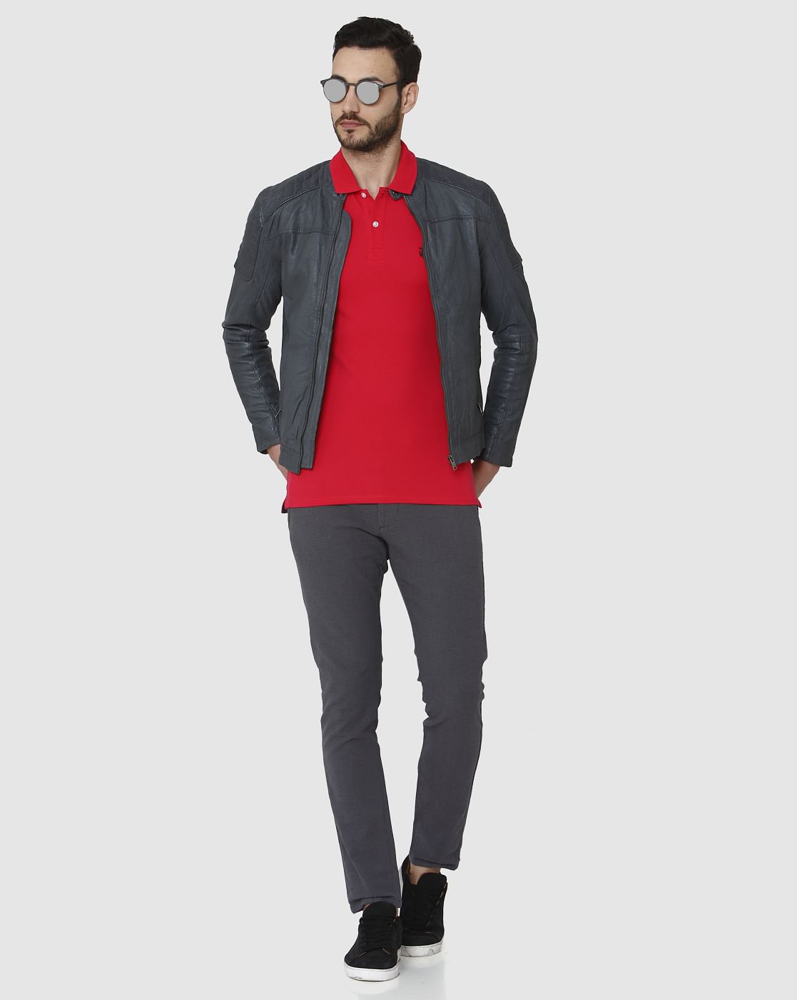 Red Polo Neck T-Shirt