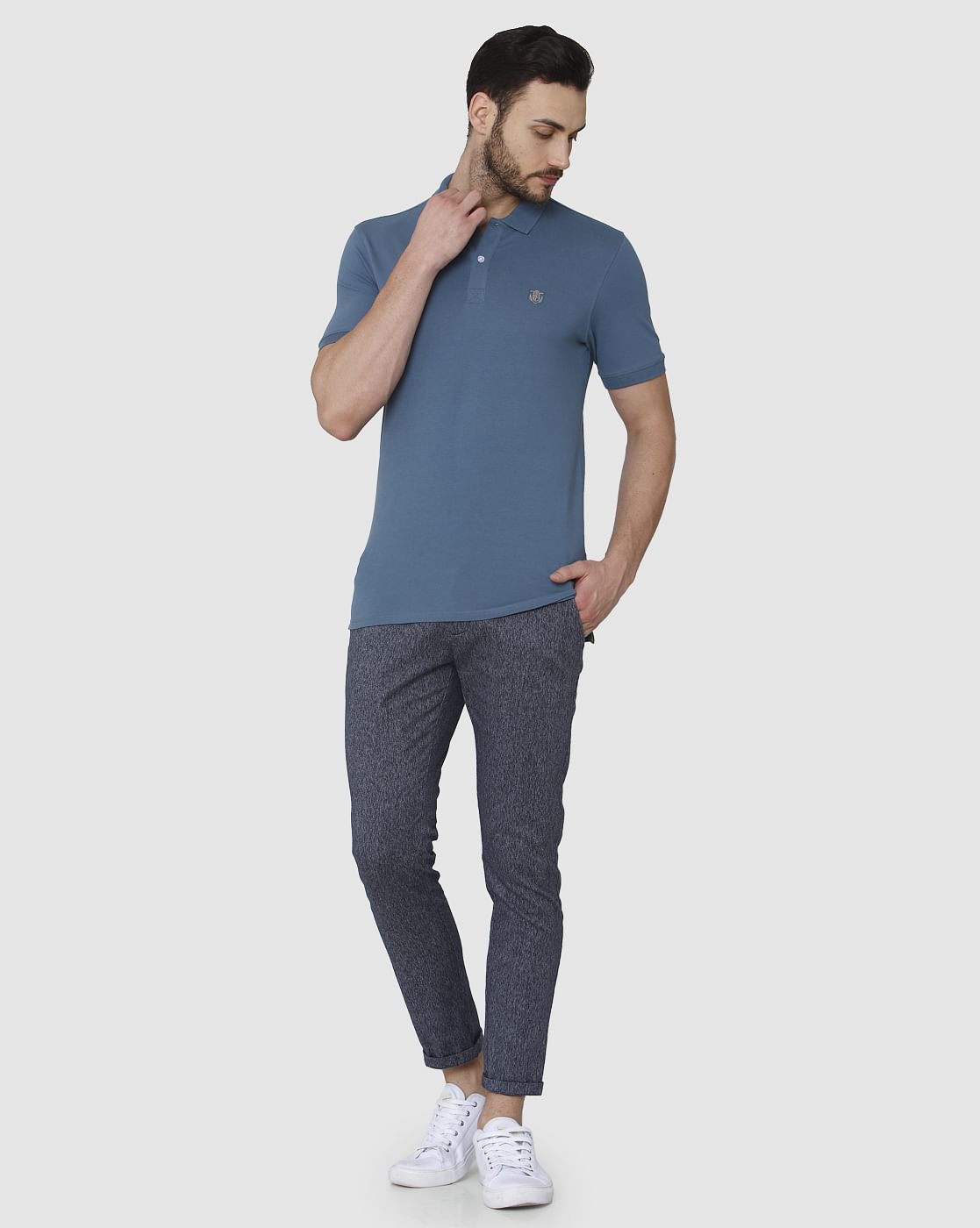 Dark Blue Polo Neck T-Shirt