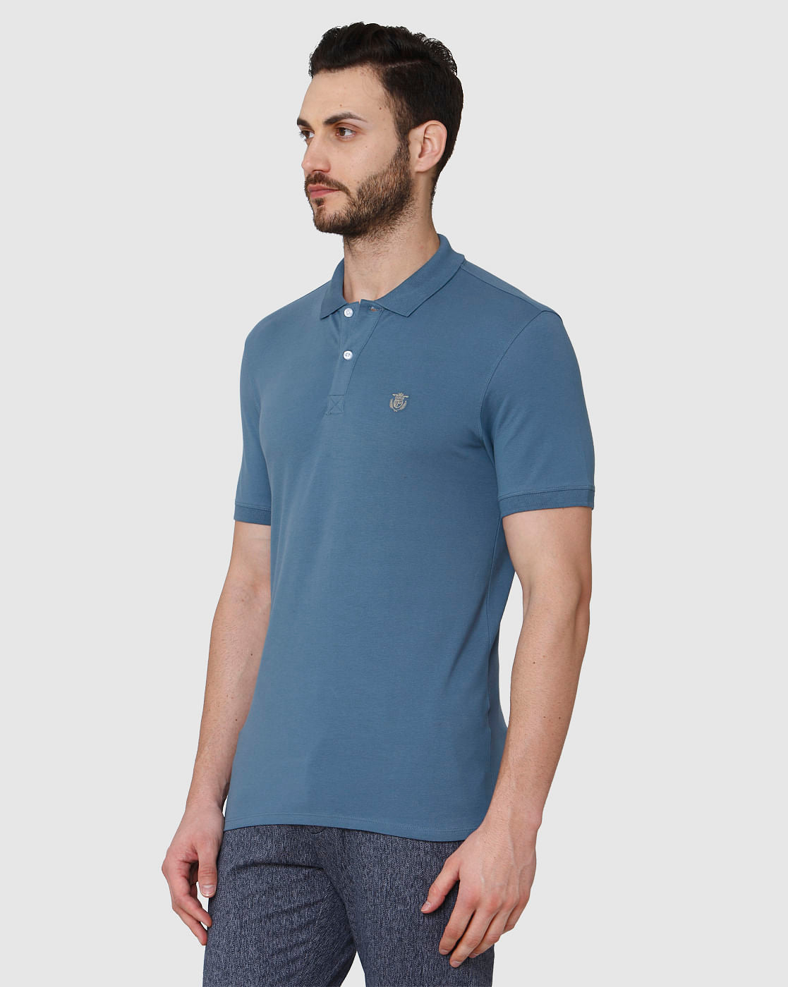 Dark Blue Polo Neck T-Shirt