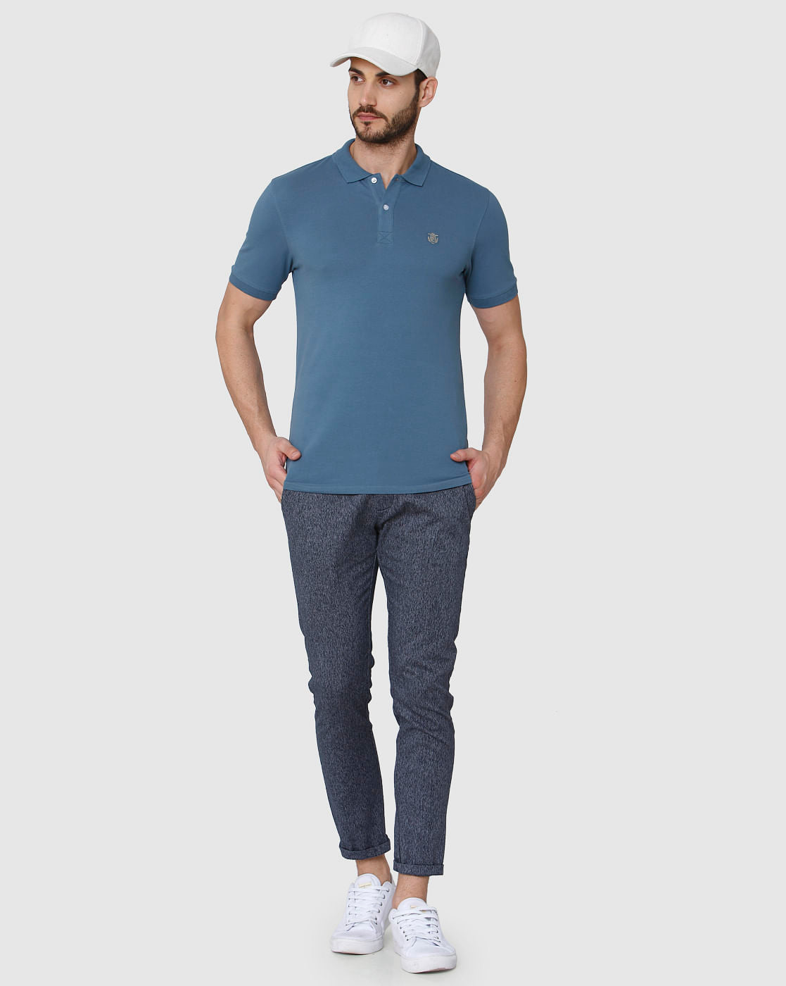 Dark Blue Polo Neck T-Shirt