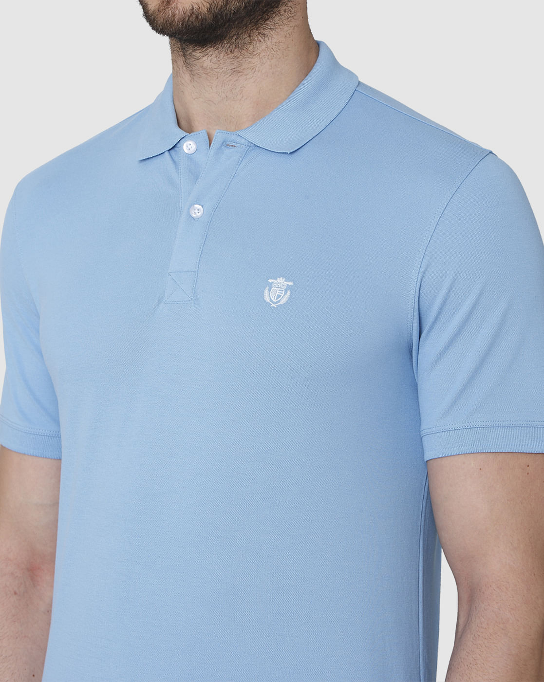 Blue Polo Neck T-Shirt