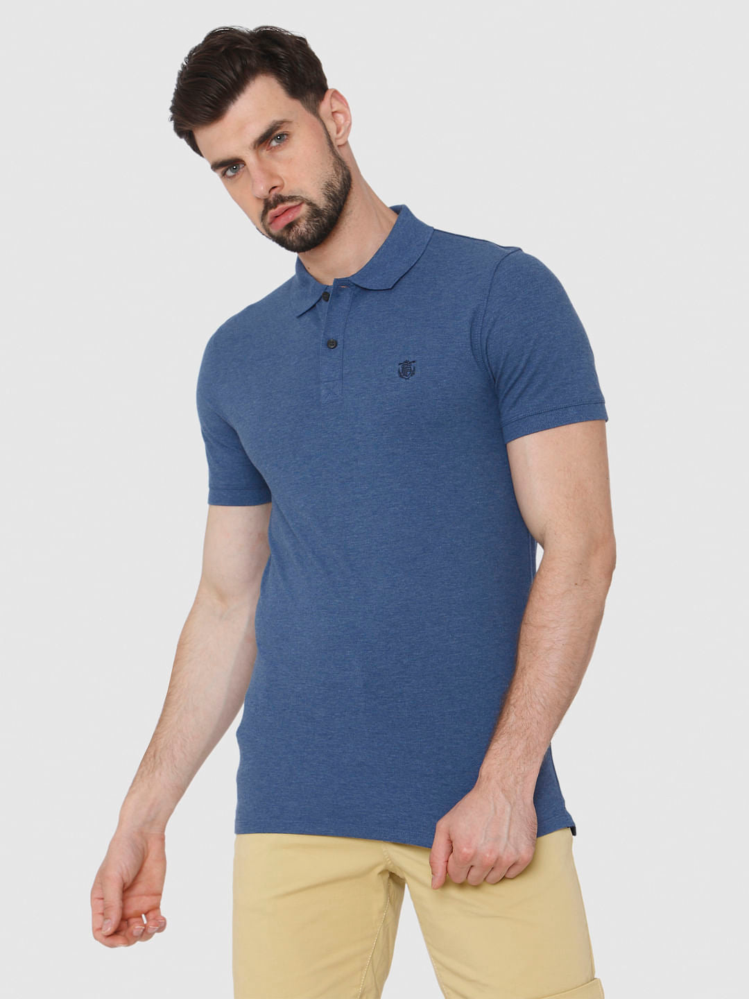 Blue Polo Neck T-Shirt