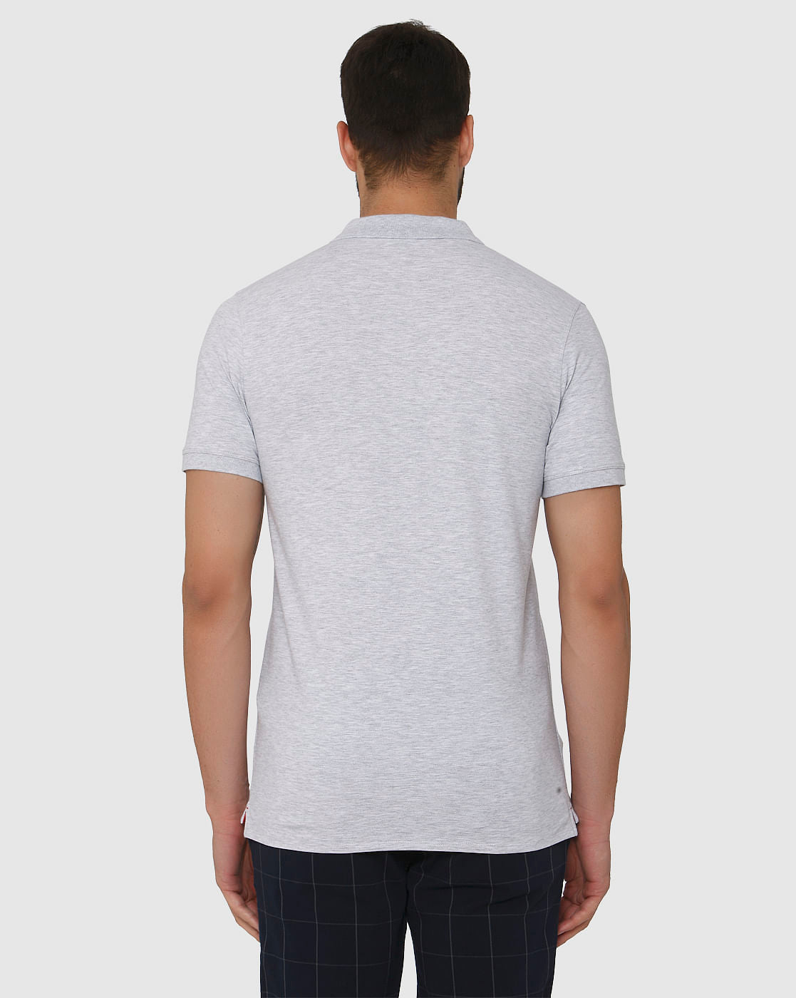Grey Slim Fit Polo Neck T-Shirt