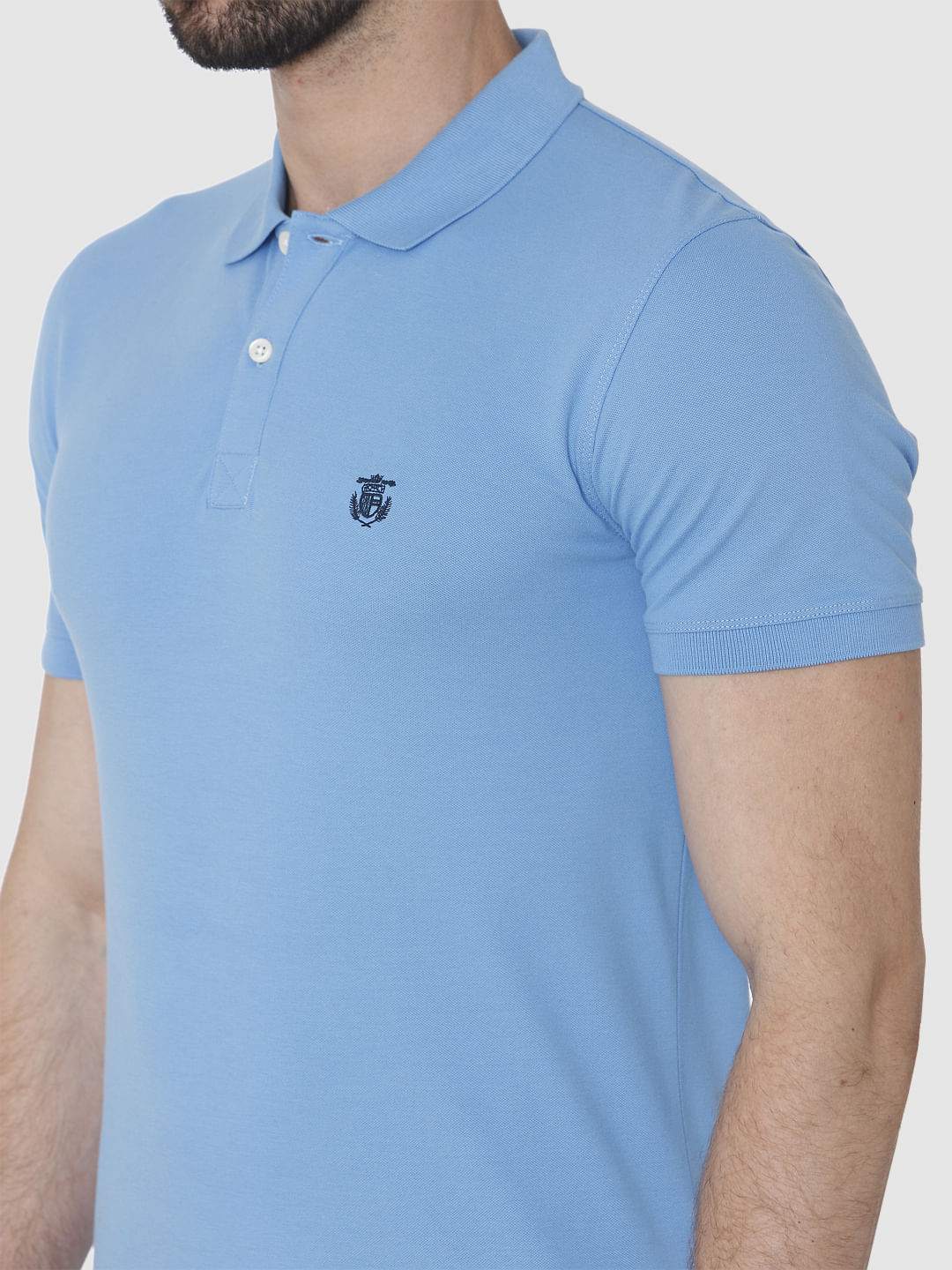 Blue Polo Neck T-Shirt