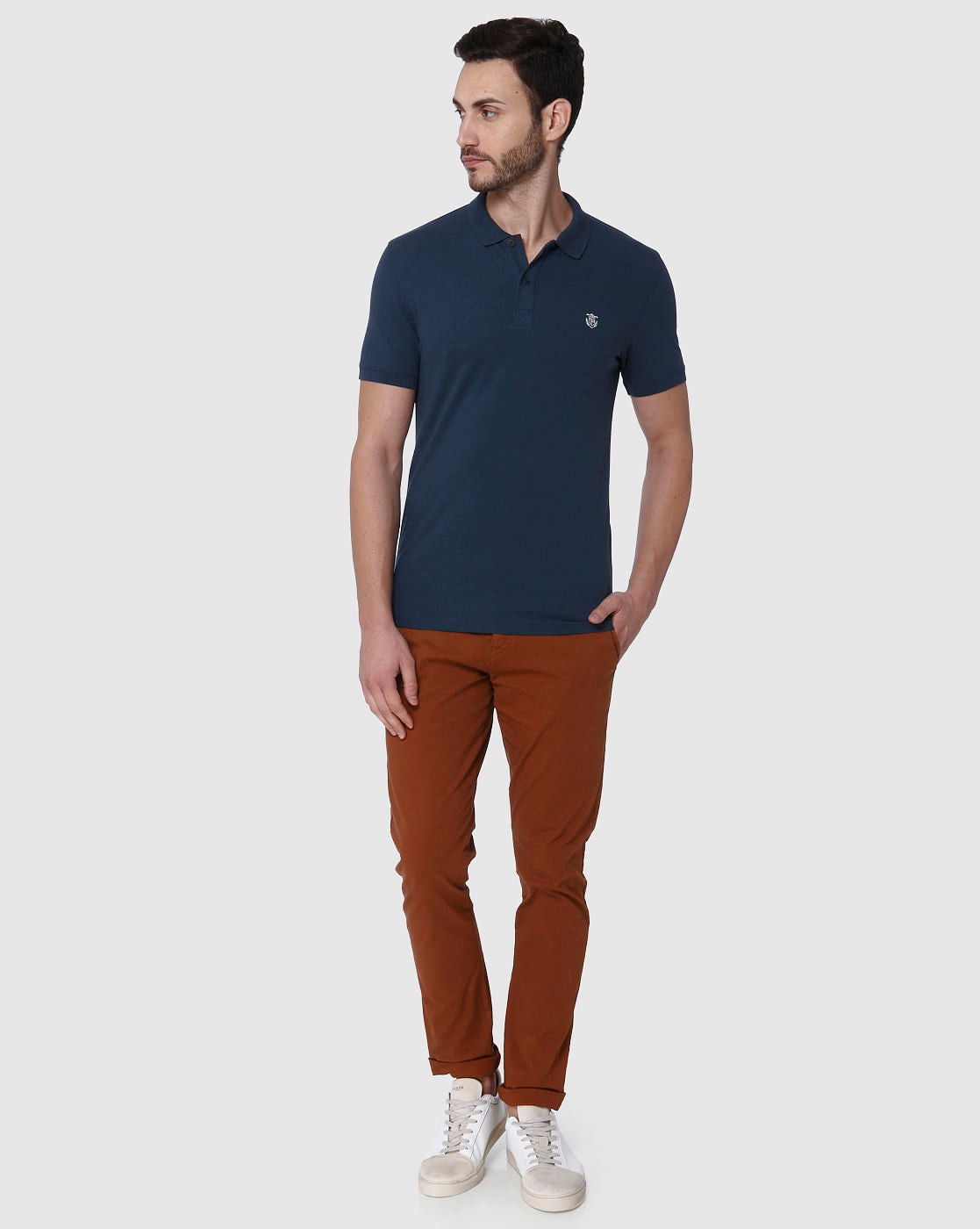 Blue Slim Fit Polo Neck T-Shirt