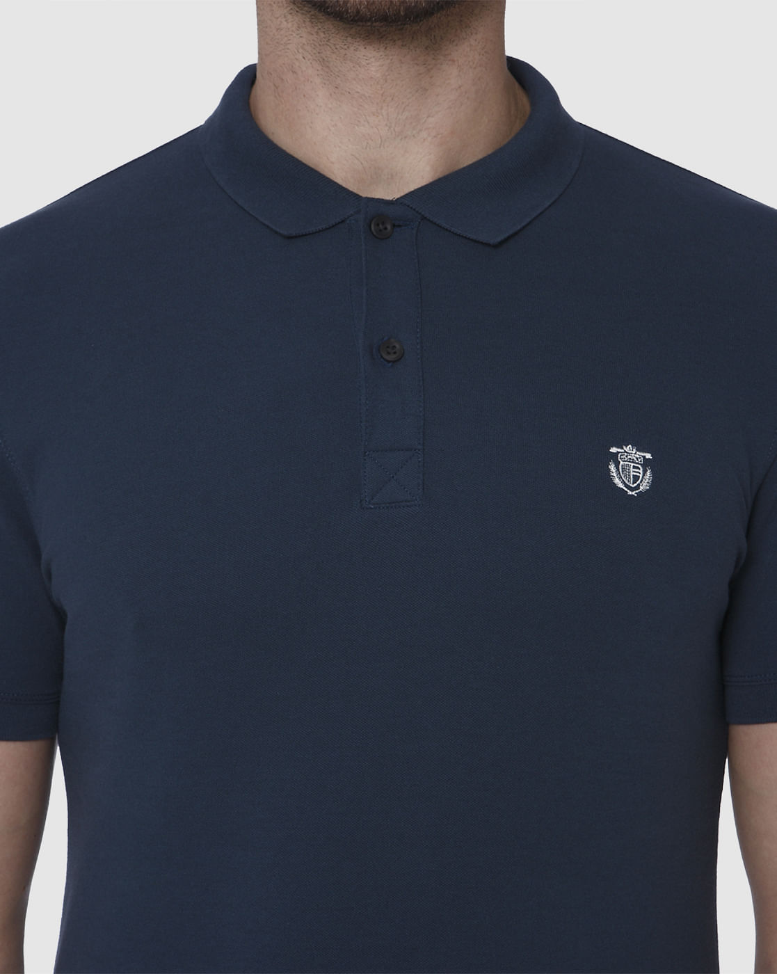 Blue Slim Fit Polo Neck T-Shirt