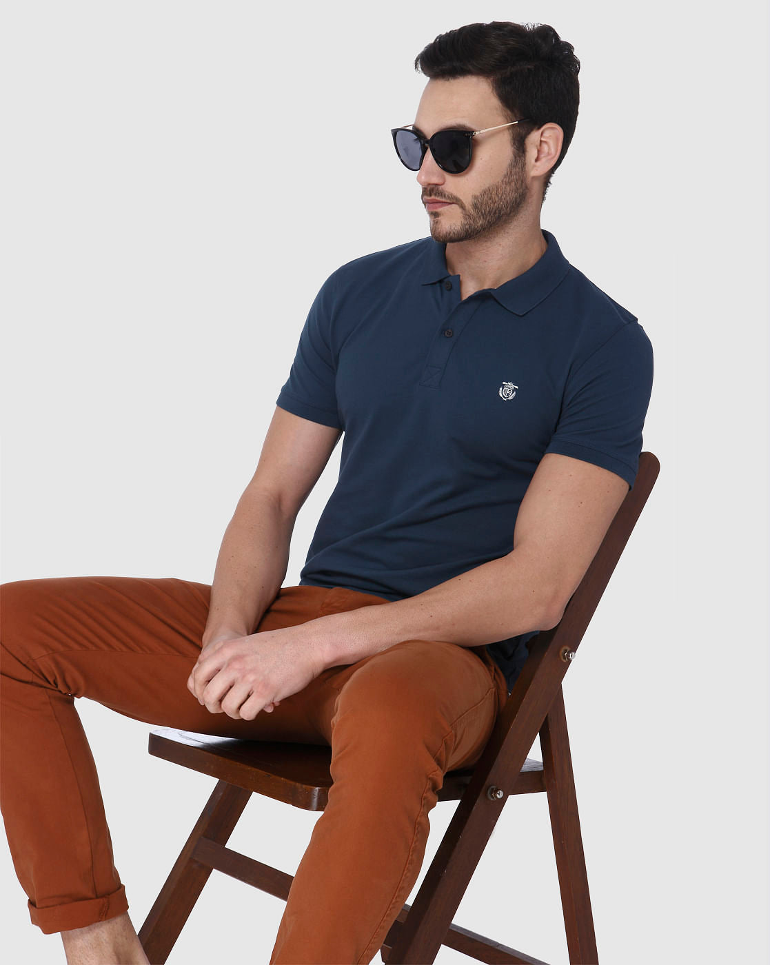 Blue Slim Fit Polo Neck T-Shirt