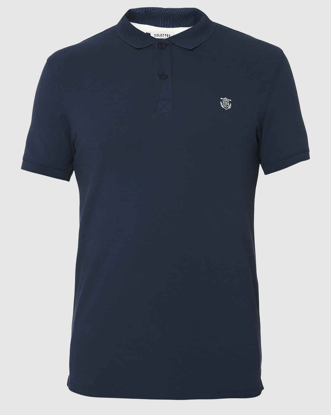 Blue Slim Fit Polo Neck T-Shirt